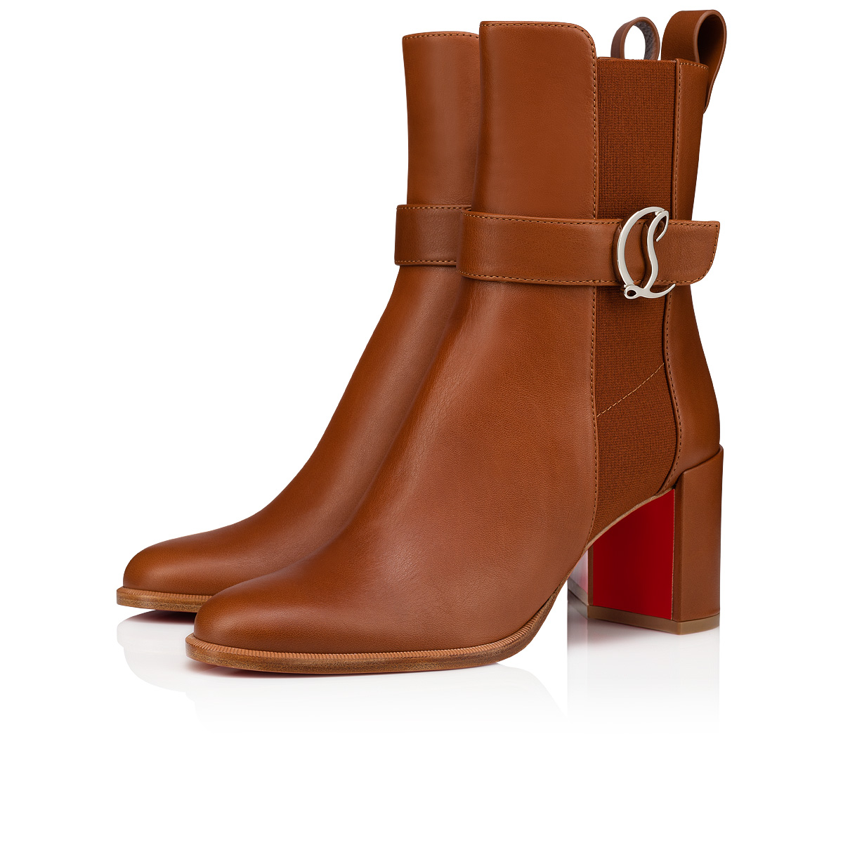 Christian Louboutin, Shoes, Nwb Christian Louboutin Glory Leather Red Sole  Chelsea Booties Chestnut Brown 38