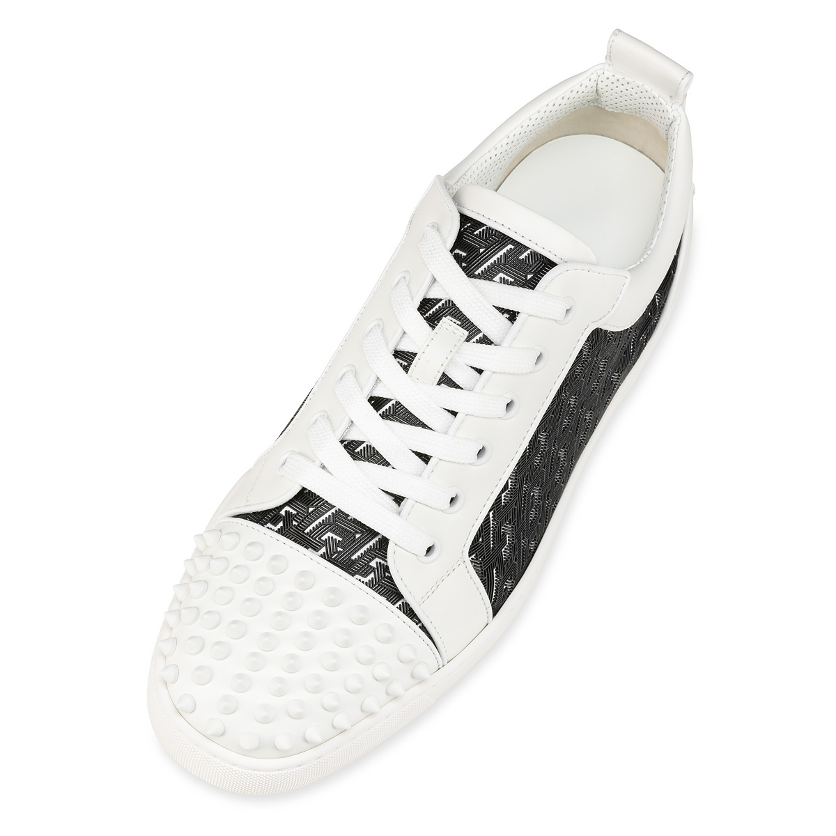 Louis Junior Spikes - Sneakers - Calf leather, coated canva Techno CL,  nappa leather and spikes - White - Christian Louboutin
