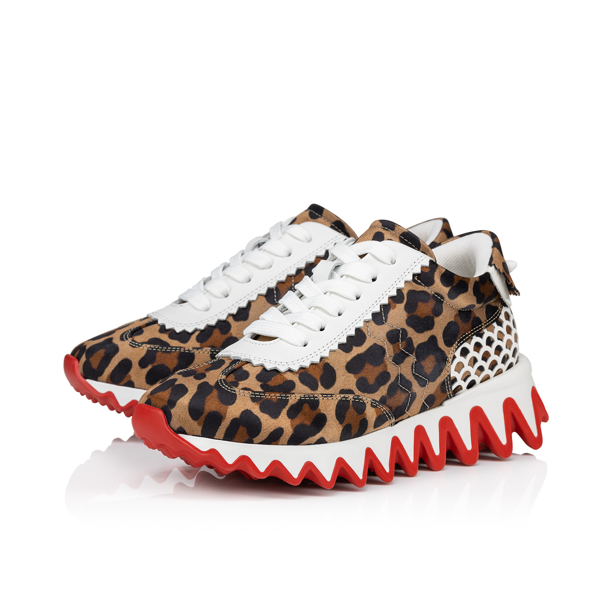 Christian louboutin Louis junior leopard red spiked shoes, size us 6,7,8,9  in stock, others please orde…