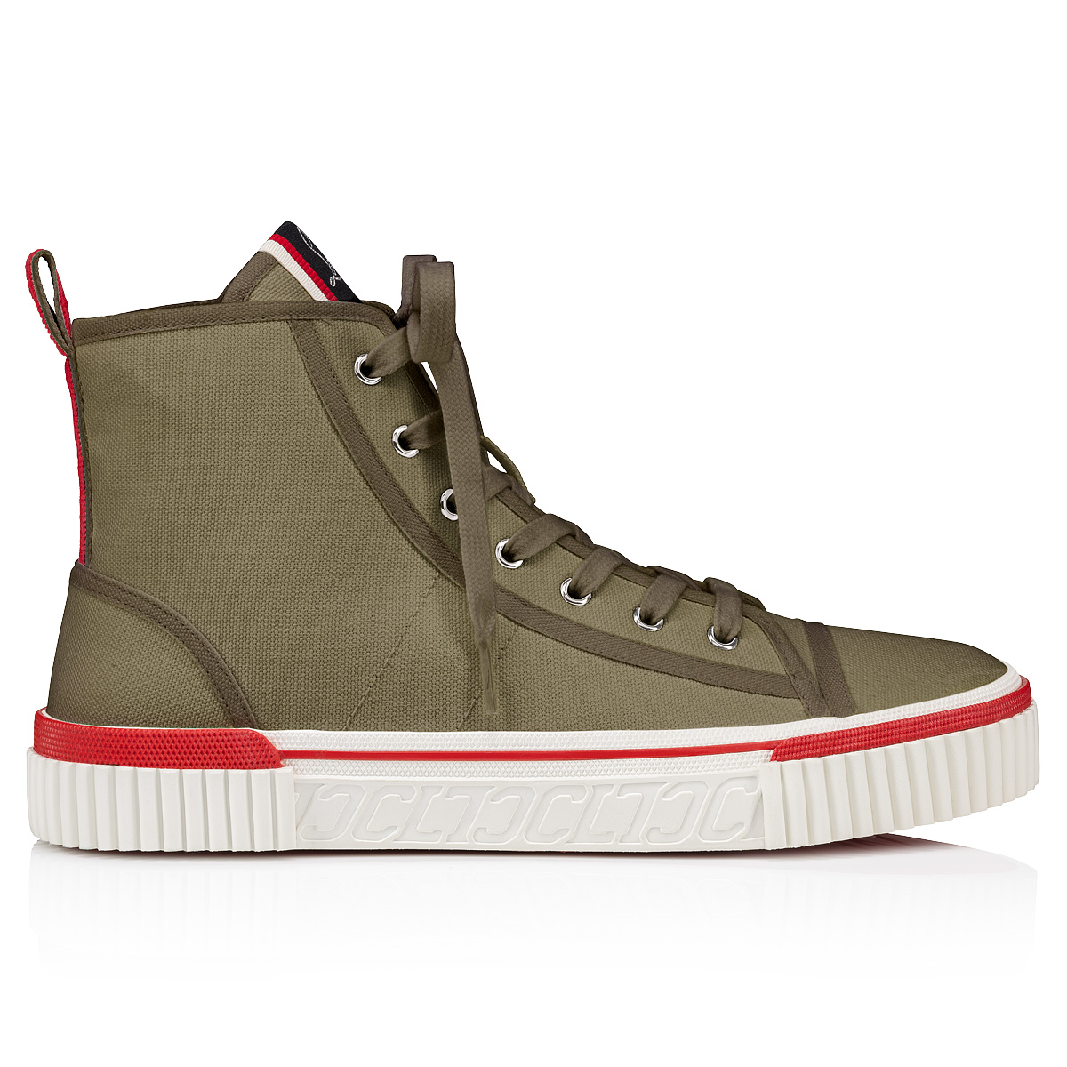 Christian Louboutin Men's Pedro Red Sole Canvas High-Top Sneakers