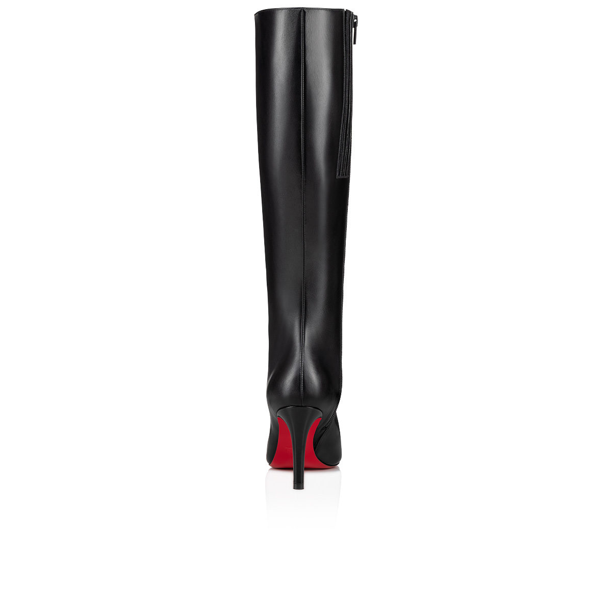 Christian Louboutin Black Leather Knee High Botta Red Sole Knee Boot 3 –  Priscilla Posh