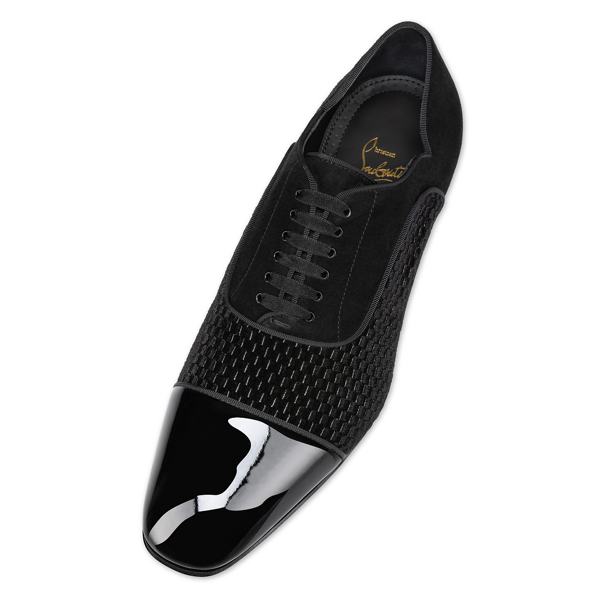 CHRISTIAN LOUBOUTIN Crystal Veau Velours Patent Calfskin Mens