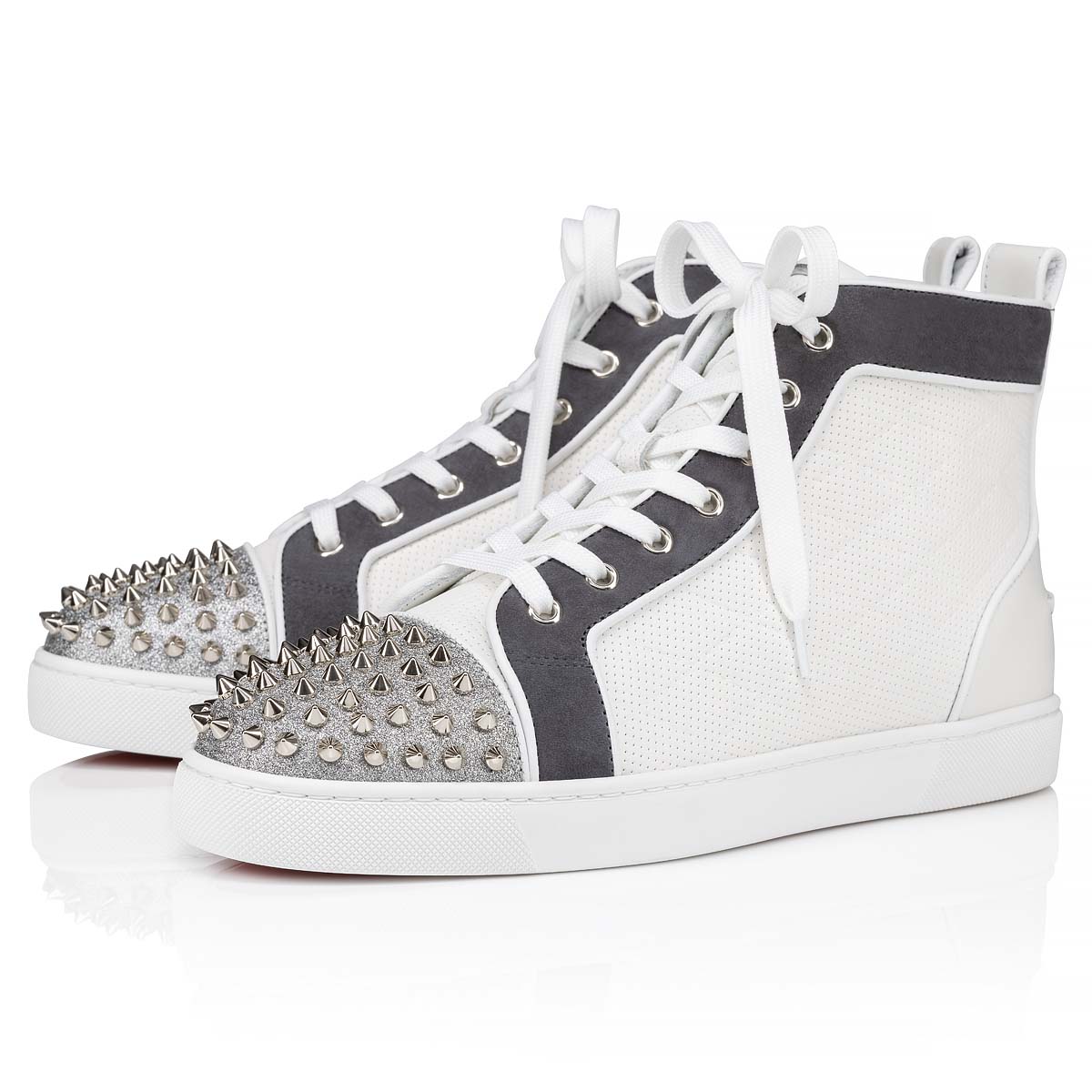 Lou Spikes - High-top sneakers - Calf leather and spikes - Black