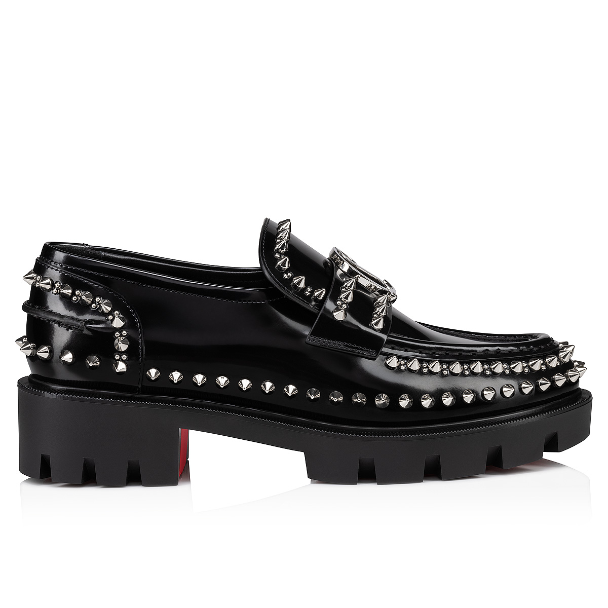 Christian Louboutin Black Patent Dandelion Spikes Loafers Size 39.5  Christian Louboutin