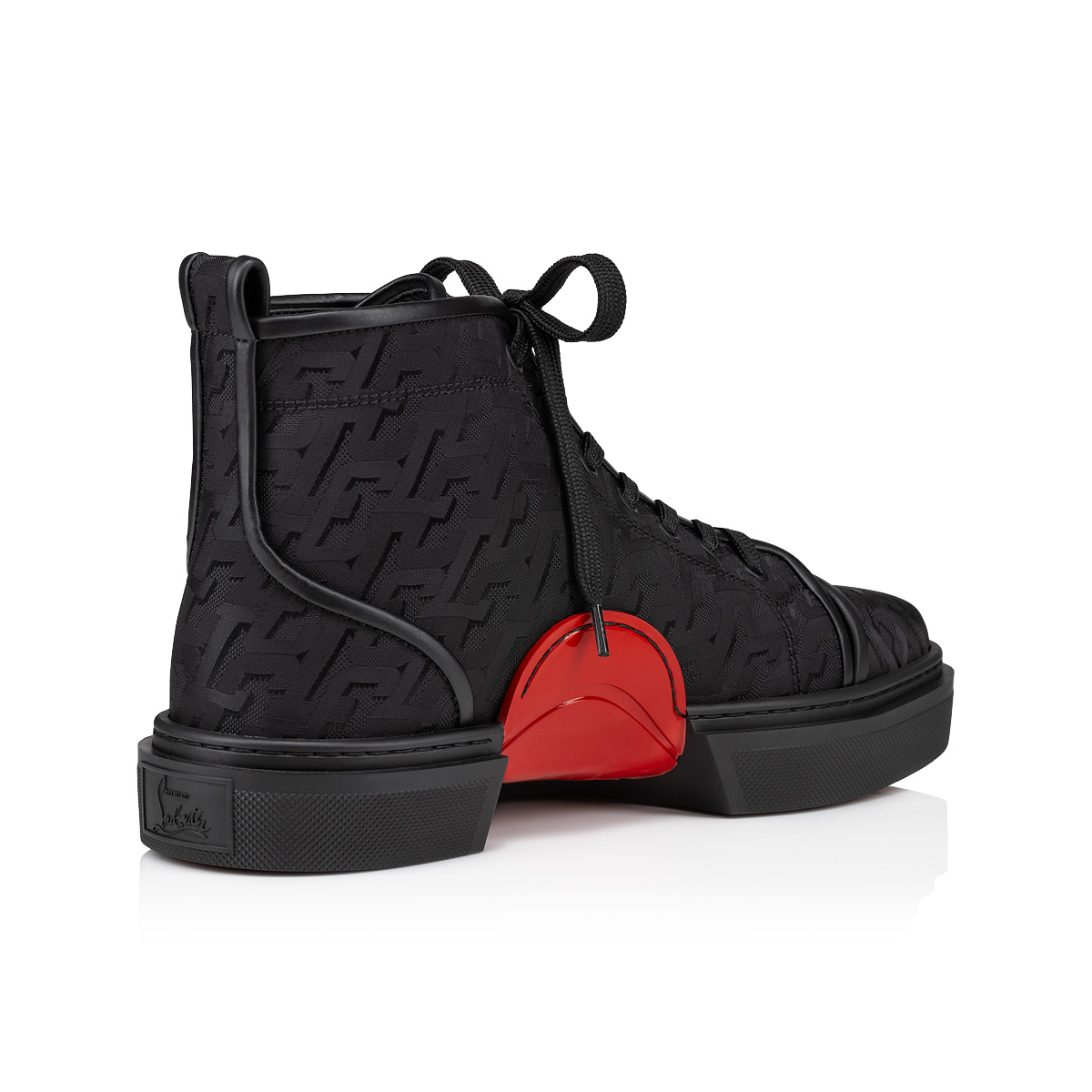 Adolon Junior - Sneakers - Nylon CL Varsity print and calf leather - Black  - Christian Louboutin