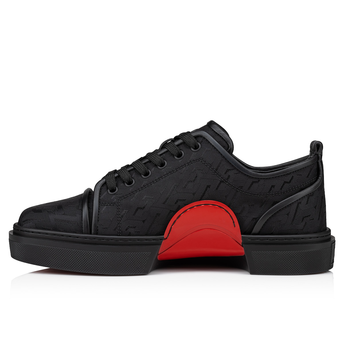 Adolon Junior - Sneakers - Nylon CL Varsity print and calf leather - Black  - Christian Louboutin