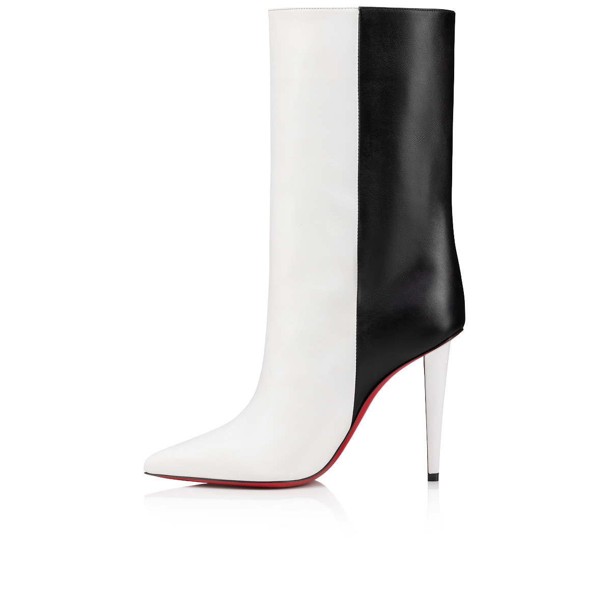 Christian Louboutin Womens Bianco/Black Astrilarge Booty 100 Leather Heeled Boots 4.5