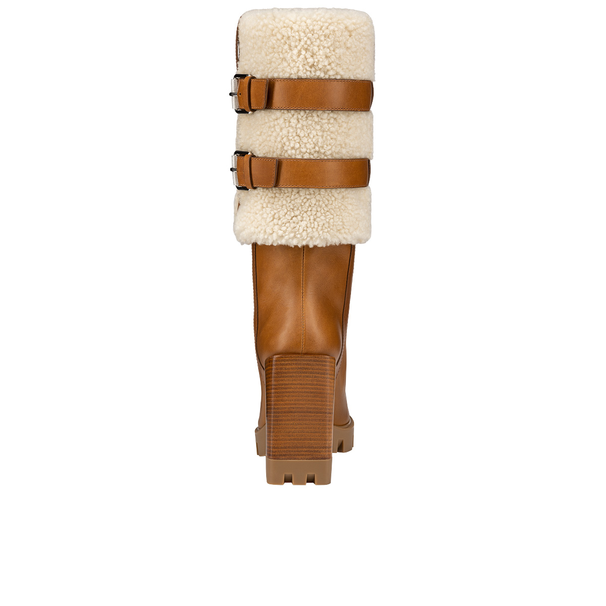 Christian Louboutin Brodeback Lug Botta Alta Shearling-Lined Red Sole Knee-High Boots