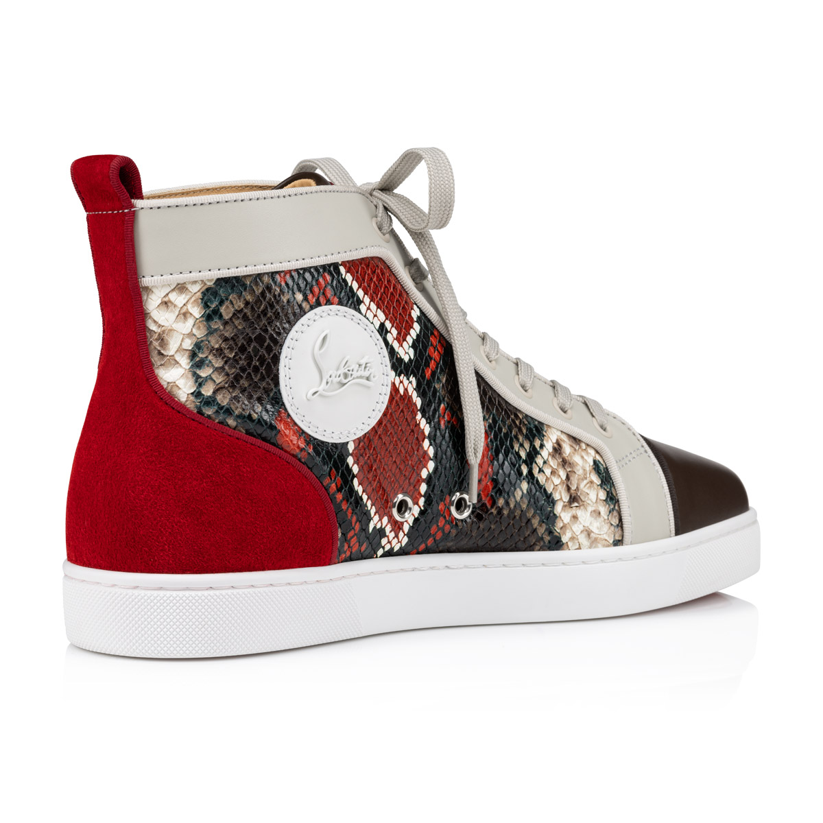 Christian Louboutin Men's Louis Orlato Snake-Effect High-Top Sneakers