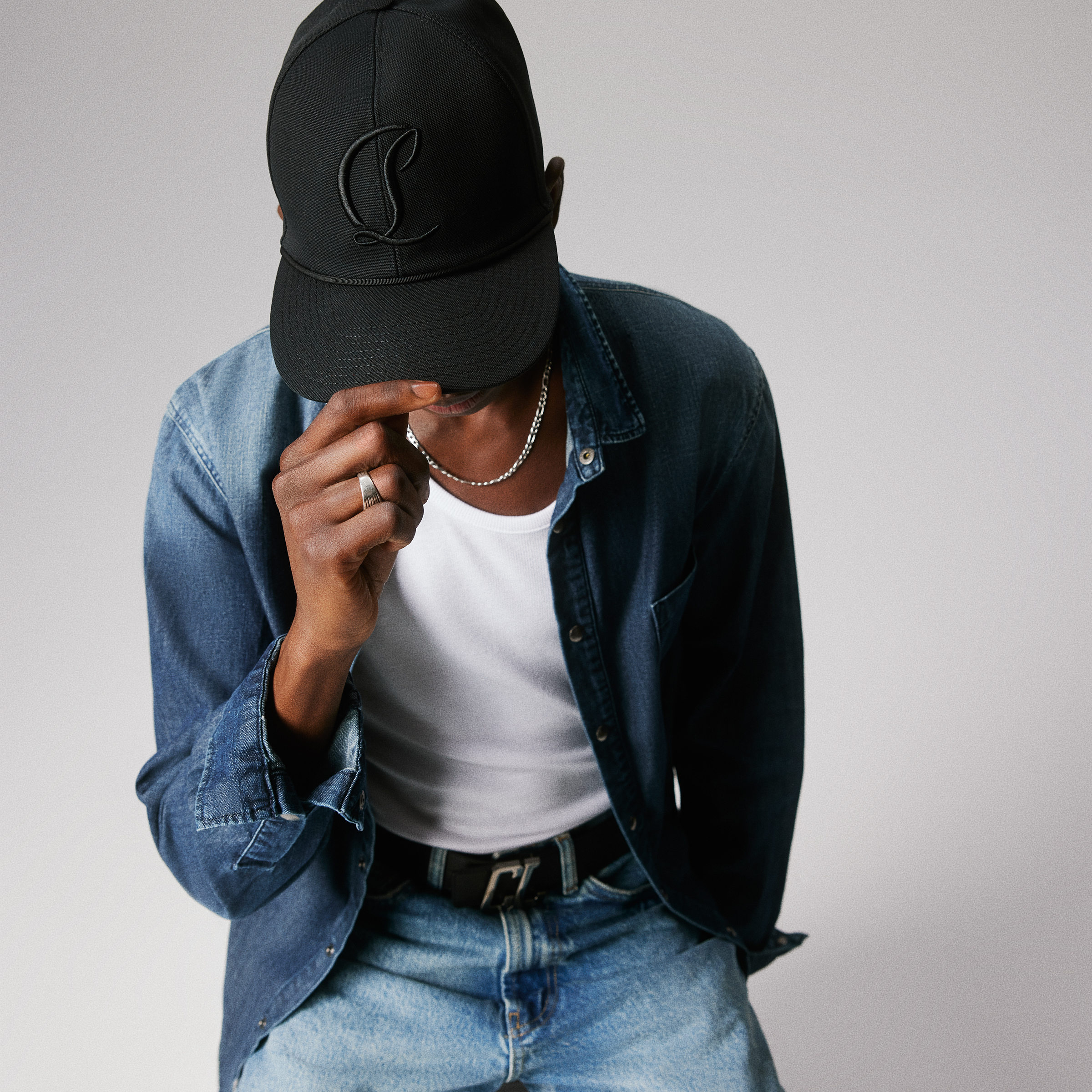 Mooncrest - Baseball cap - Canva - Black - Christian Louboutin