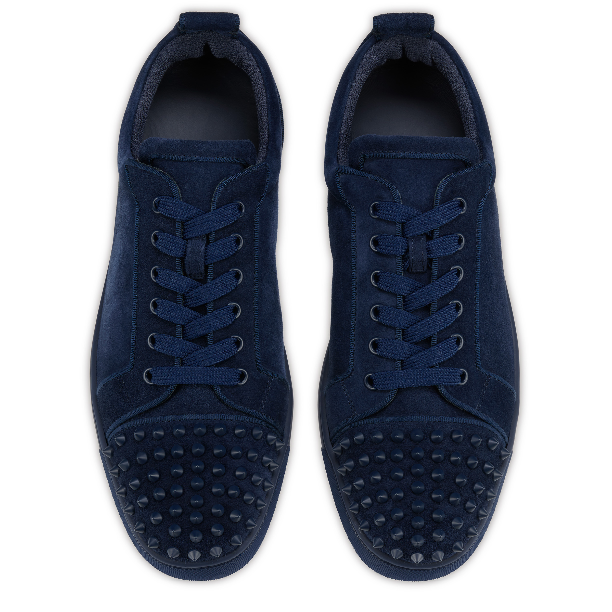 【Christian Louboutin】 Louis Junior スエード スニーカー Louis Junior Spikes ブラック ヴーベロア（スエード） - Shoes
