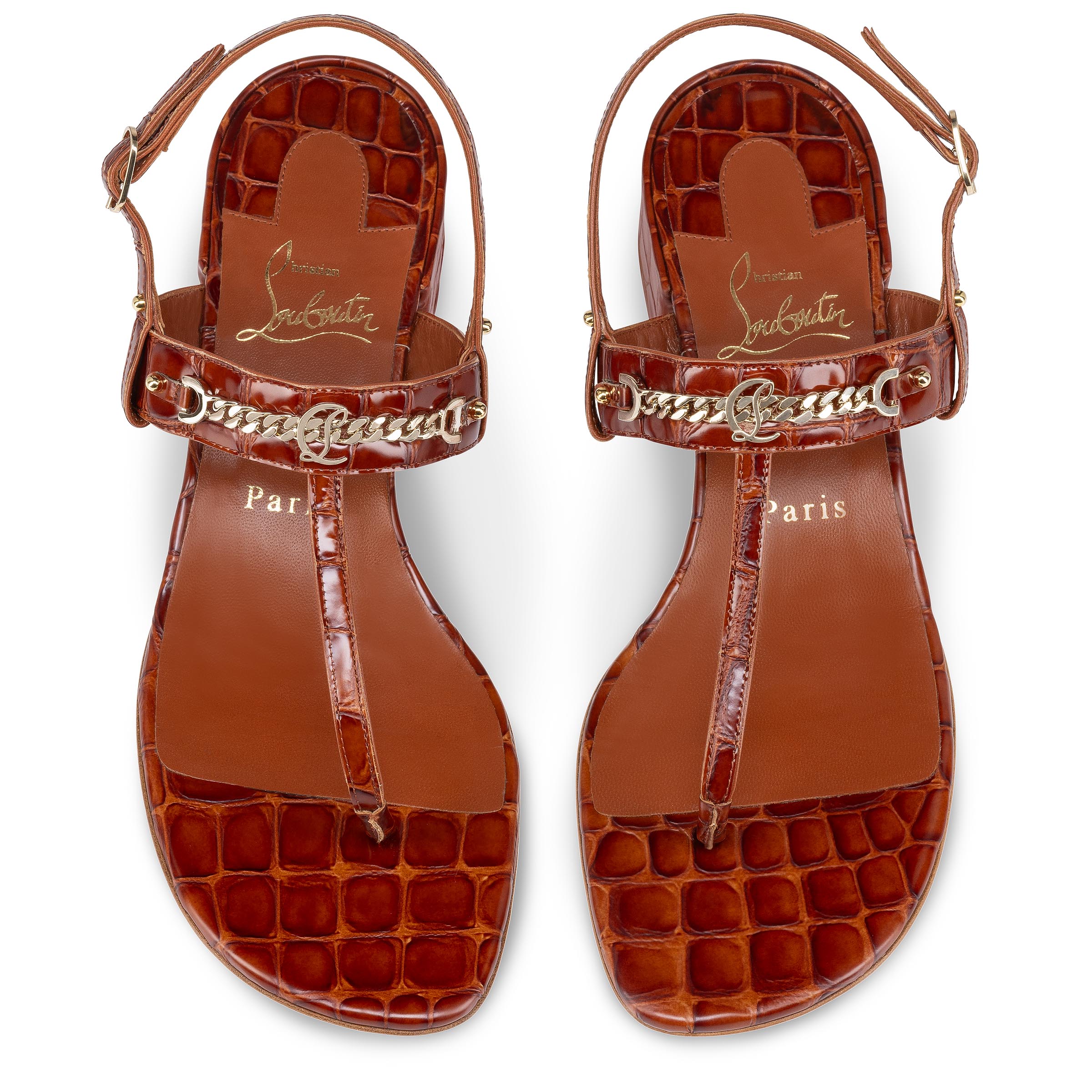 MJ Thong - 25 mm Mules - Alligator embossed calf leather - Acajou 