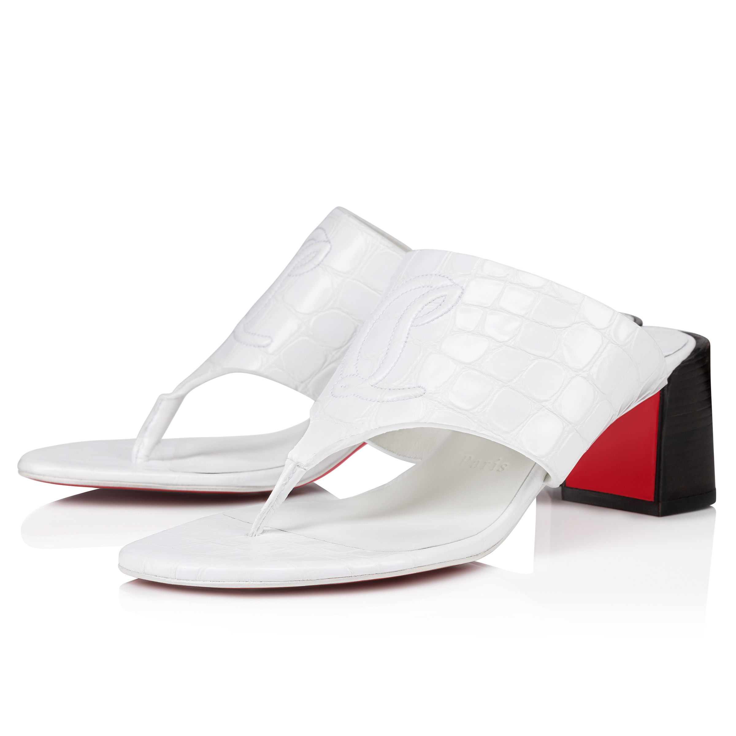 CL Tongamule - 55 mm Mules - Alligator embossed calf leather 