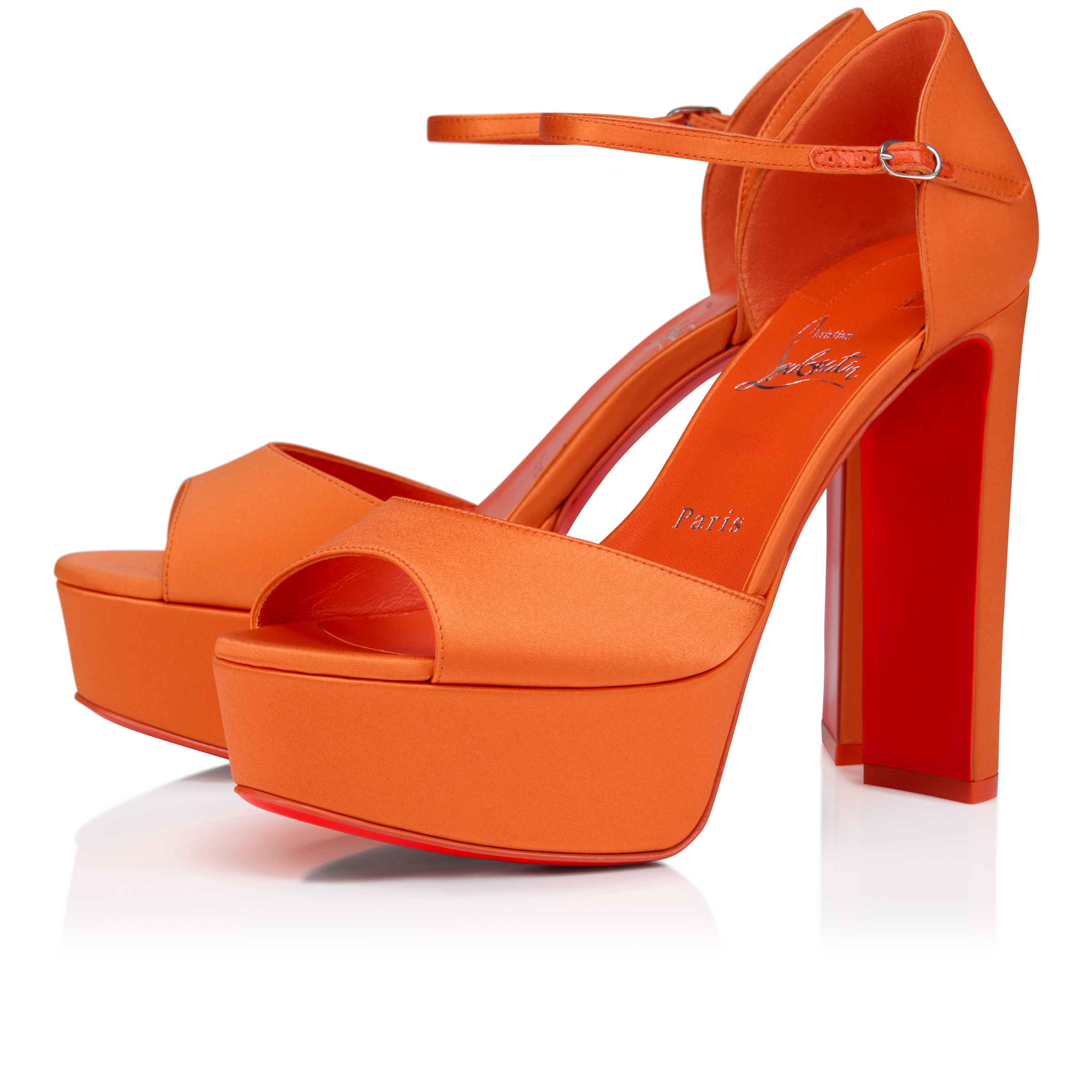 【関税&送料込】Christian Louboutin Sandalo Sandaloo - 130 mm Strappy sandals - Crepe satin - Magma