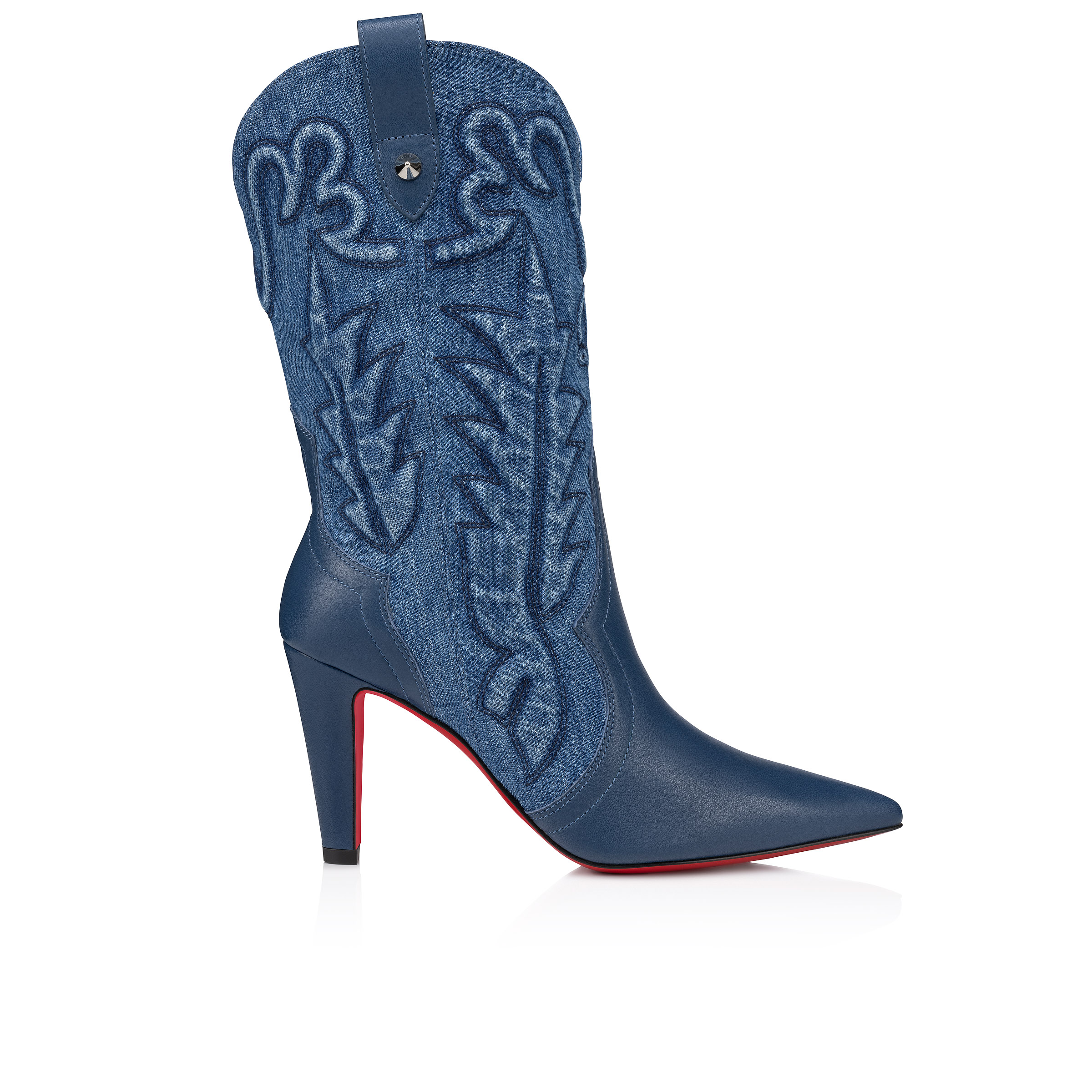 ルブタン　ブーティ Santia Botta - 85 mm Boots - Nappa leather and denim - Denim
