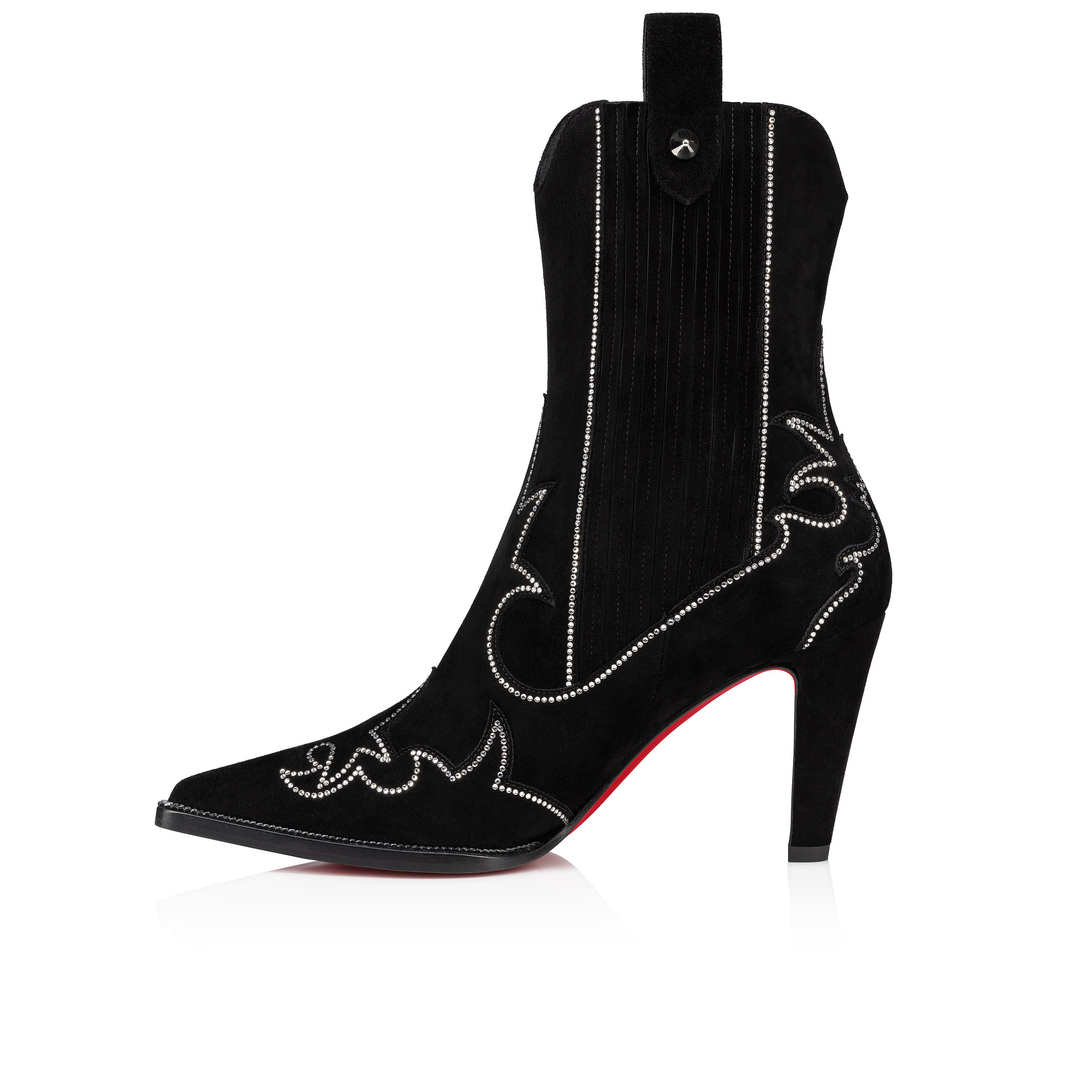 Santigag Strass - 85 mm Low boots - Veau velours and strass
