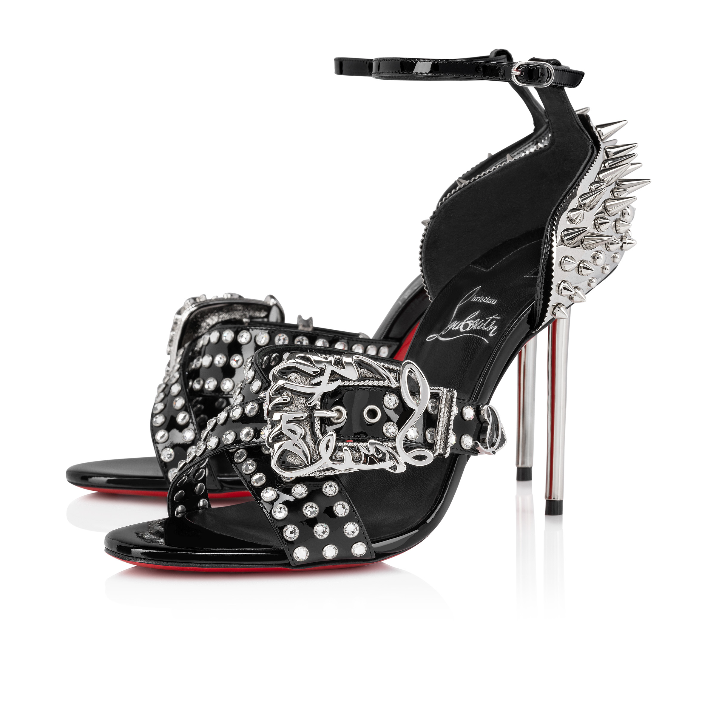 Wosandal Pic - 100 mm Sandals - Patent leather and spikes