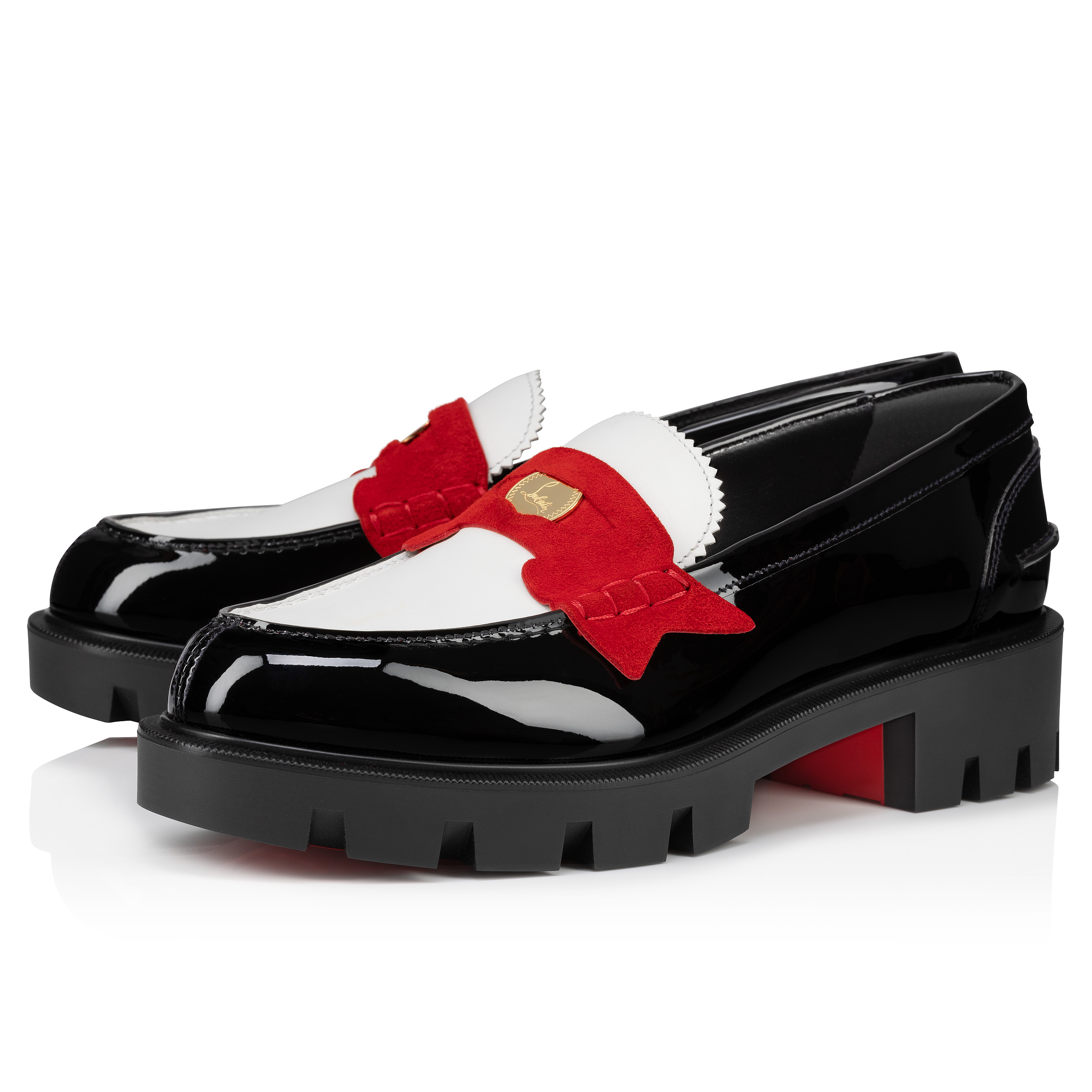 Christian Louboutin Penny Lug Loafers Size 38 Multicolor Calf leather and patent leather Women