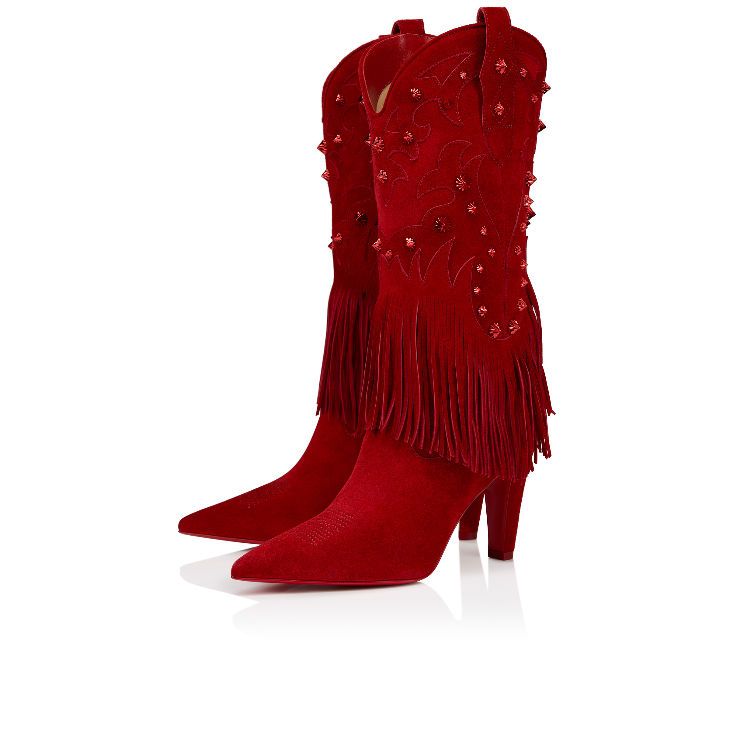 ルブタン　新品 Santia Fringe - 85 mm Low boots - Veau velours - Fever