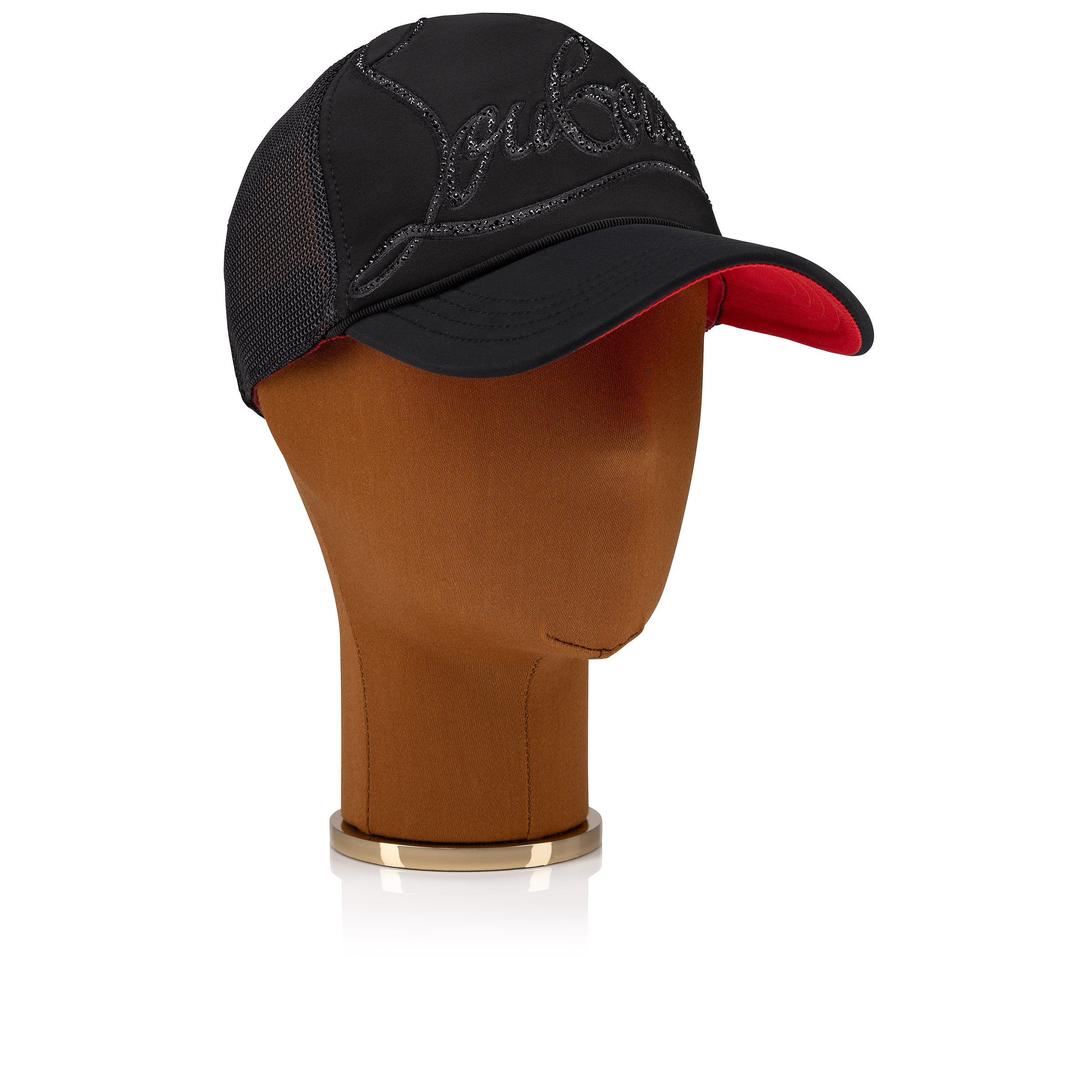 25SS【ルブタン】Rocknride Strass キャップ ネオプレーン Rocknride Strass - Cap - Neoprene, mesh and strass - Black