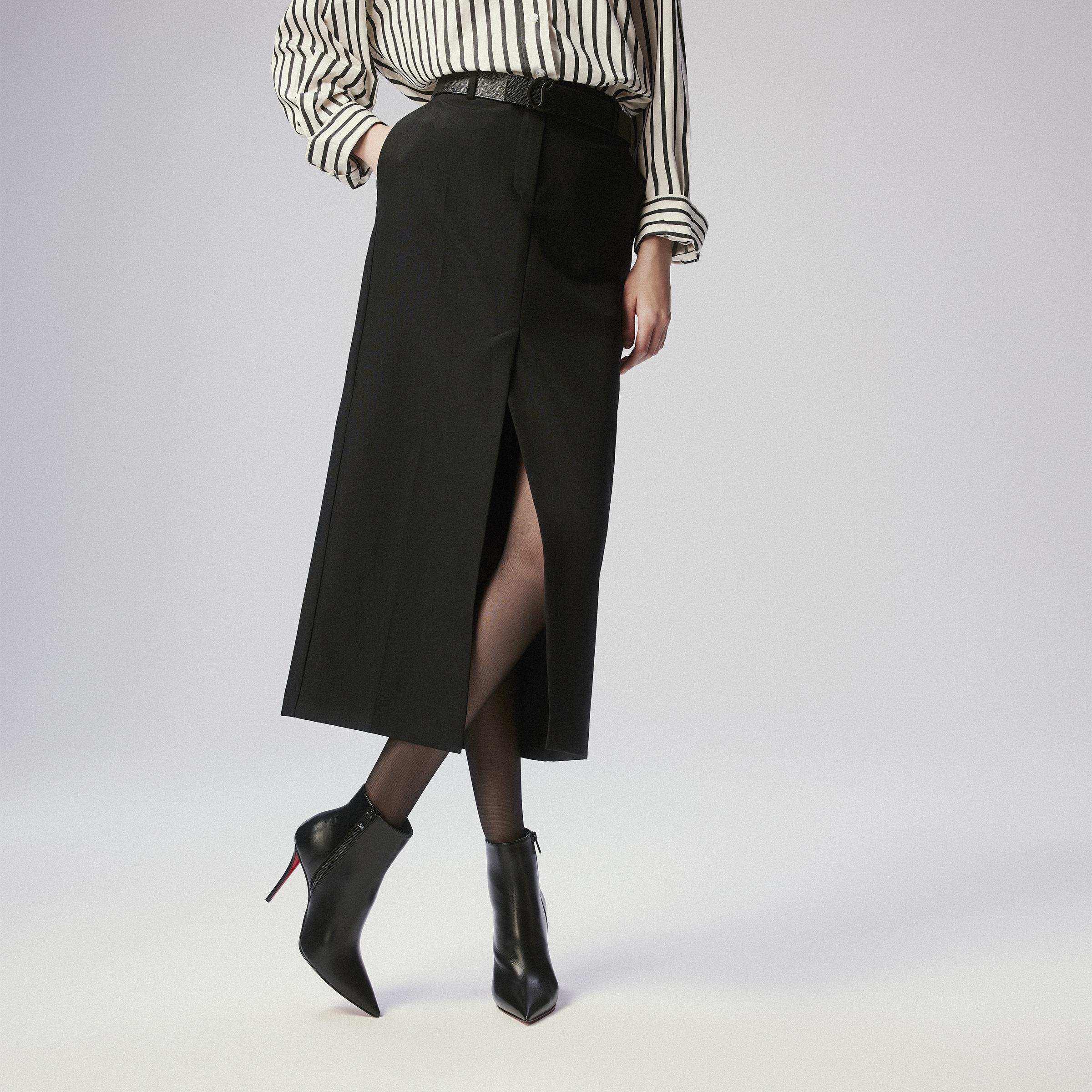 Christian Louboutin ブラックブーティ Miss Z Booty - 100 mm Low boots - Calf leather - Black - Women