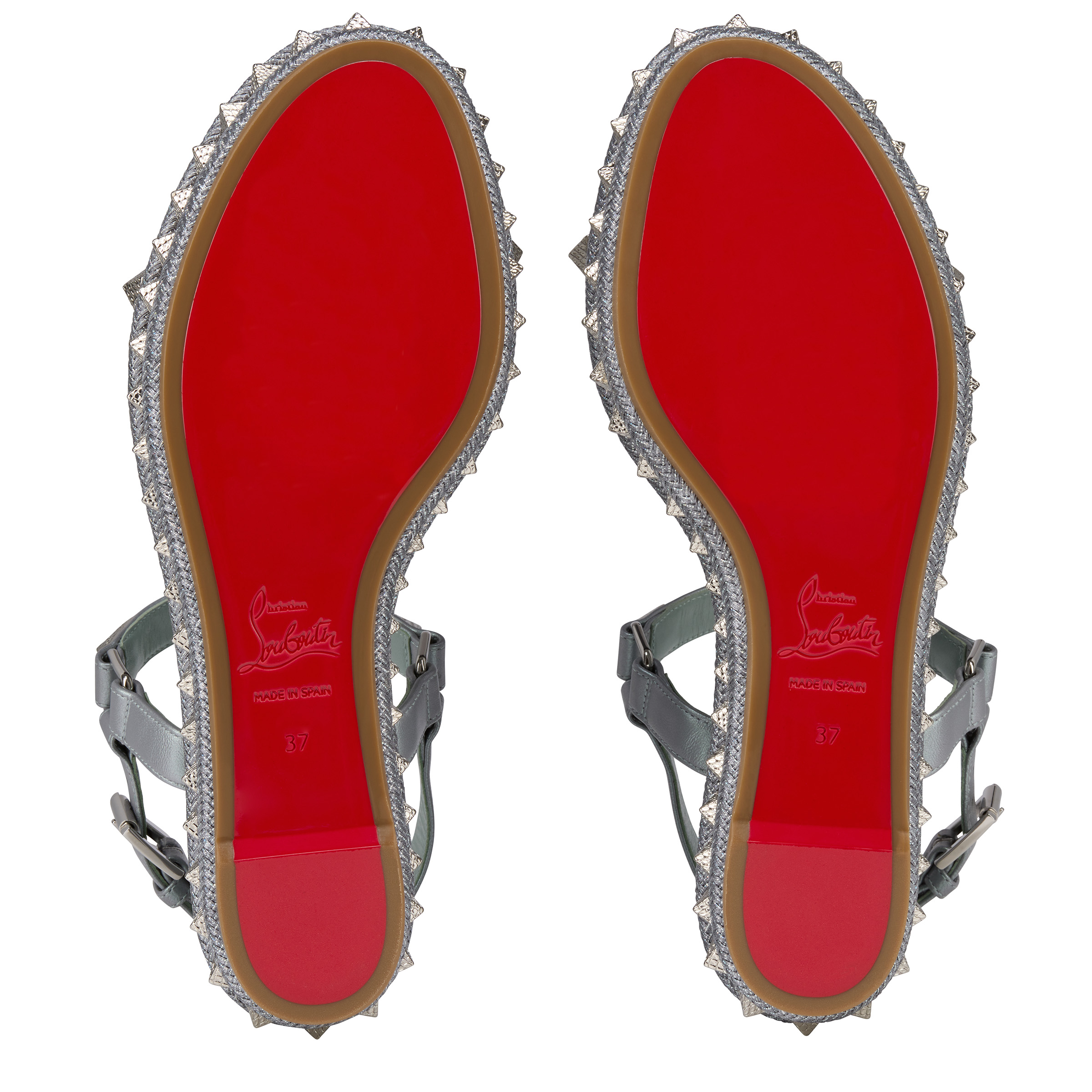 サンダル・ミュール Christian Louboutin 'Pyraclou' espadrilles (1250948 7130) Pyraclou - 110 mm Espadrilles - Patent calf leather - Black