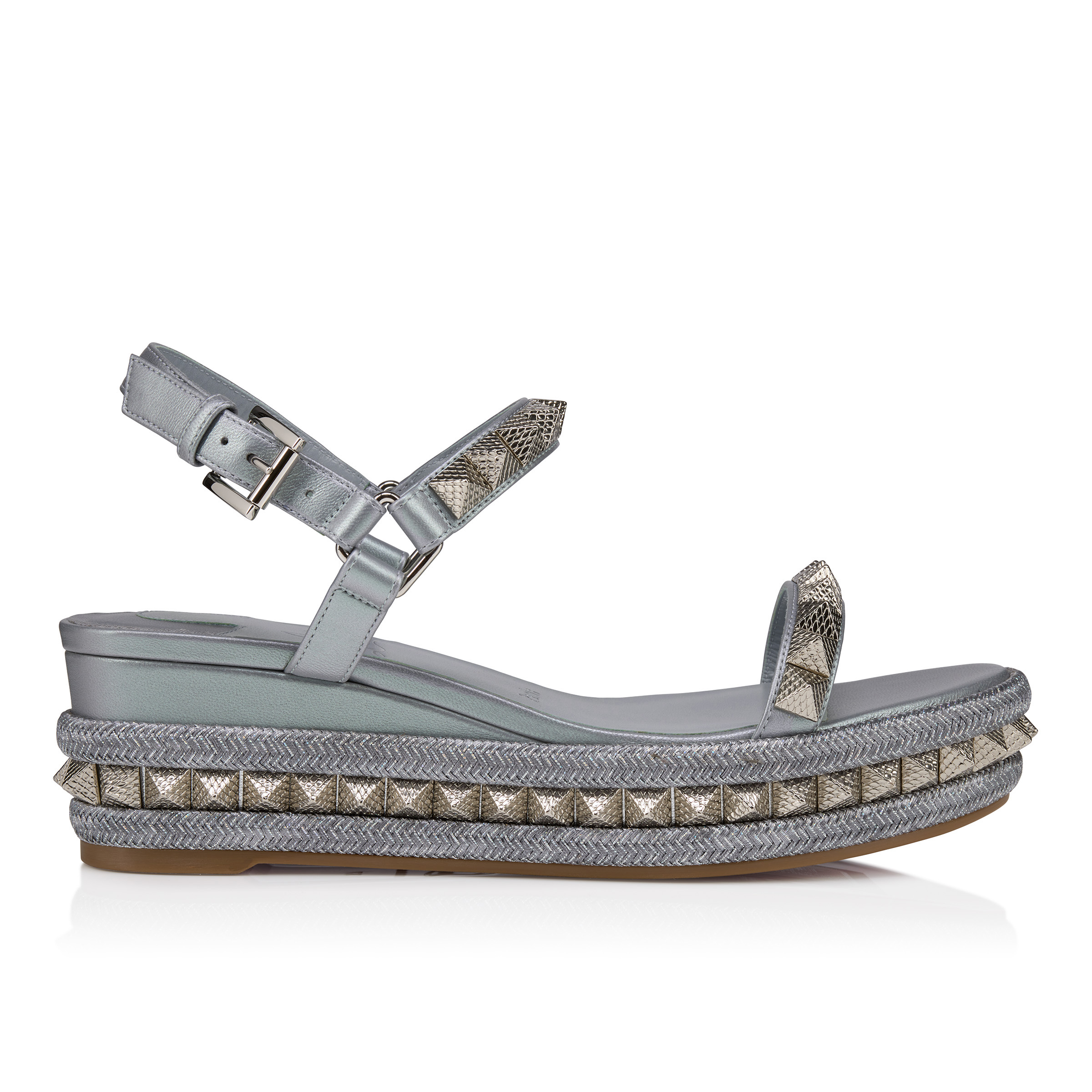 Christian Louboutin ♪ Pyraclou ウエッジサンダル 3210806B439 Pyraclou - 110 mm Espadrilles - Patent calf leather - Leche