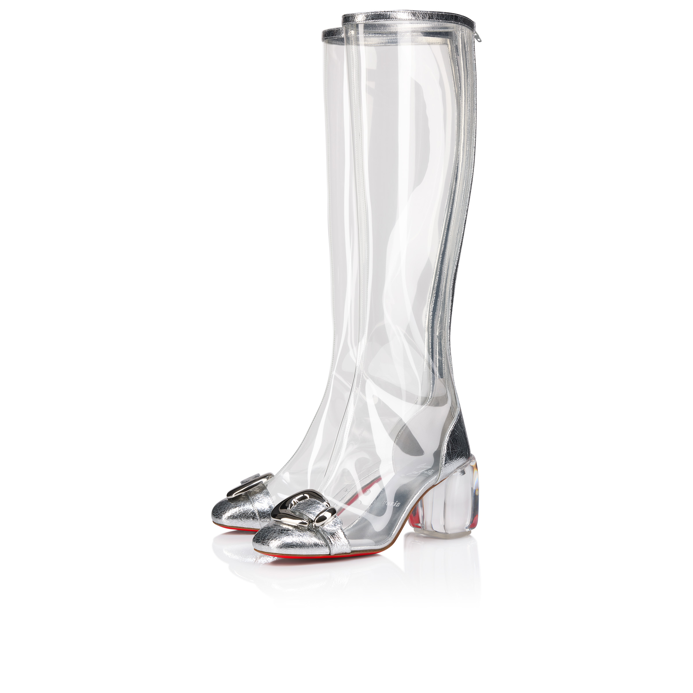 送料込】CHRISTIAN LOUBOUTIN Minny Bubble PVC アンクルブーツ CHRISTIAN LOUBOUTIN Minny Bubble patent leather-trimmed PVC