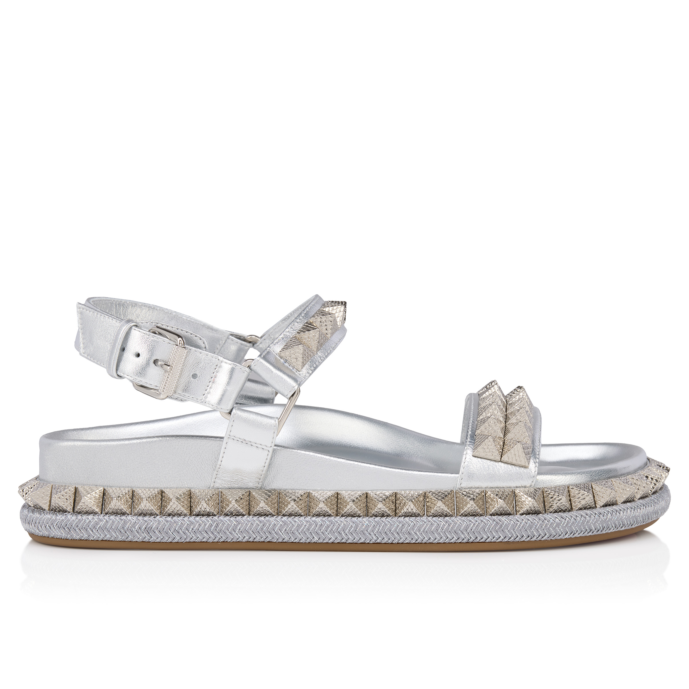 サンダル・ミュール Brioni SS25 Leather sabots (QTCW0LPC725 1000) Pyrabizz Sandal - Sandals - Laminated nappa leather - Silver