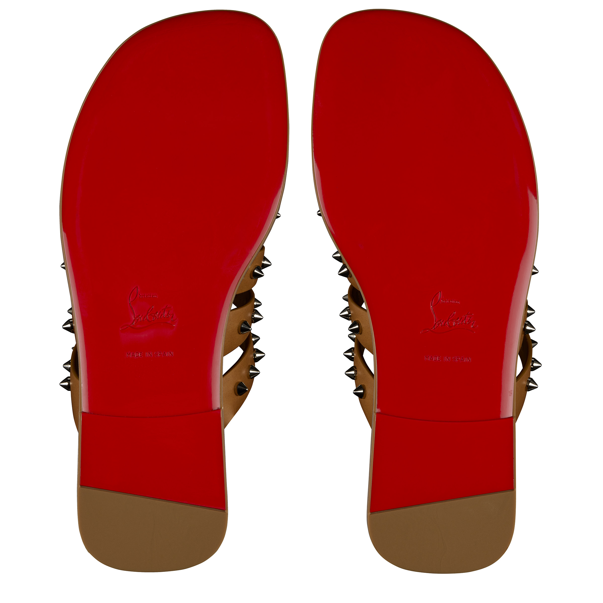 サンダル・ミュール Christian Louboutin Charja Spike Leather Sandals Christian Louboutin Charja Spike Leather Red Sole Slide