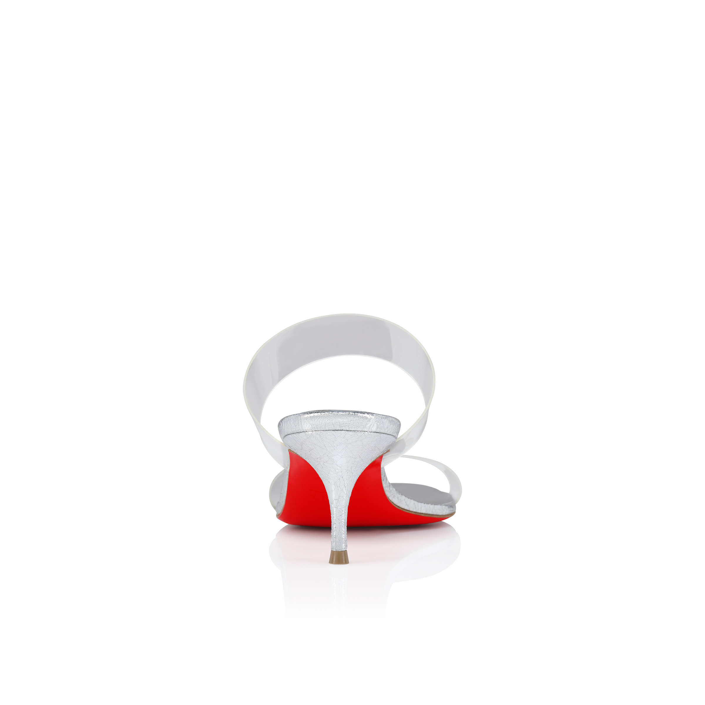 【Christian Loubouti】『Just Nothing 55』シルバー ミュール Just Nothing - 55 mm Mules - TPU and pearlescent patent calf