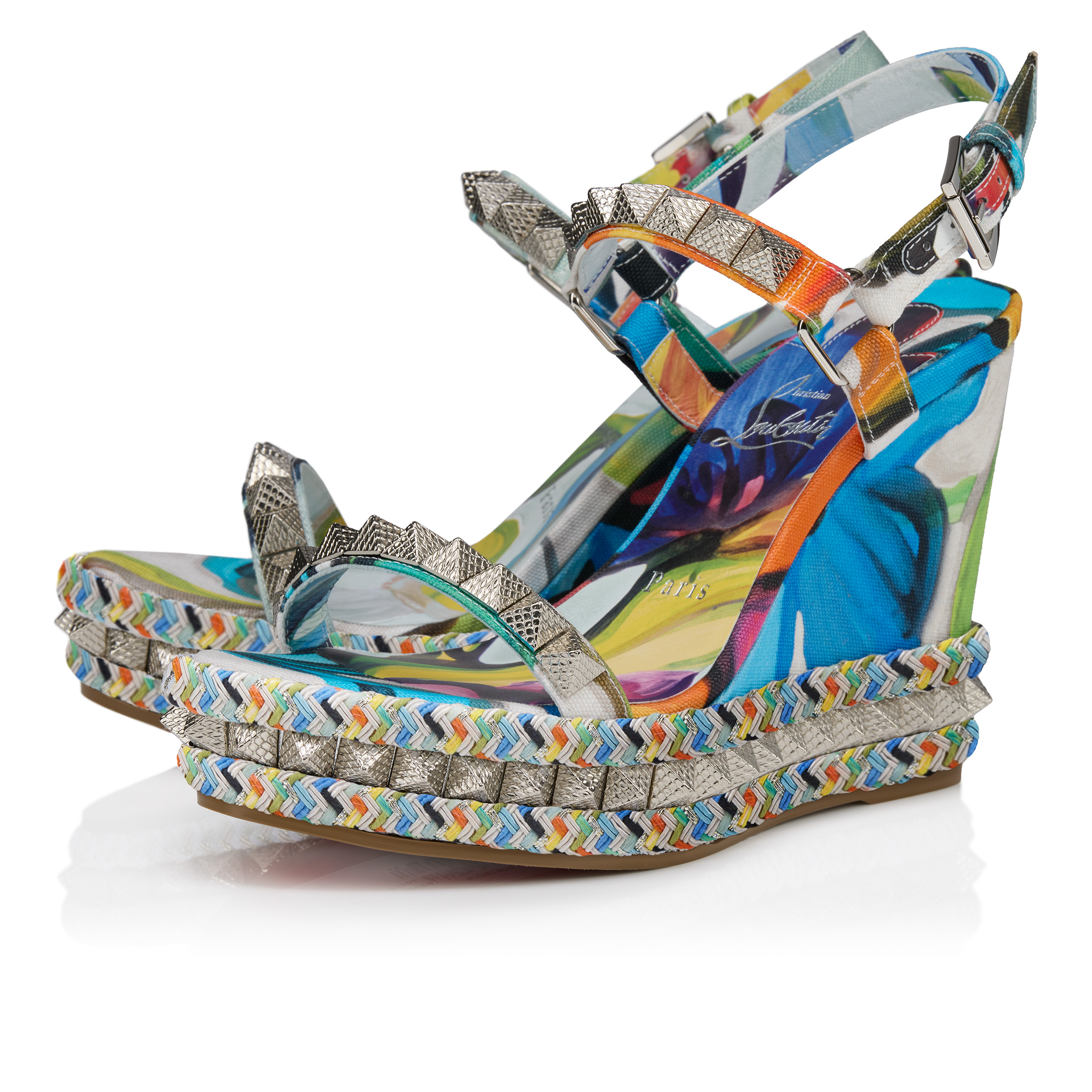 Pyraclou - 110 mm Espadrilles - 'Flower' printed linen