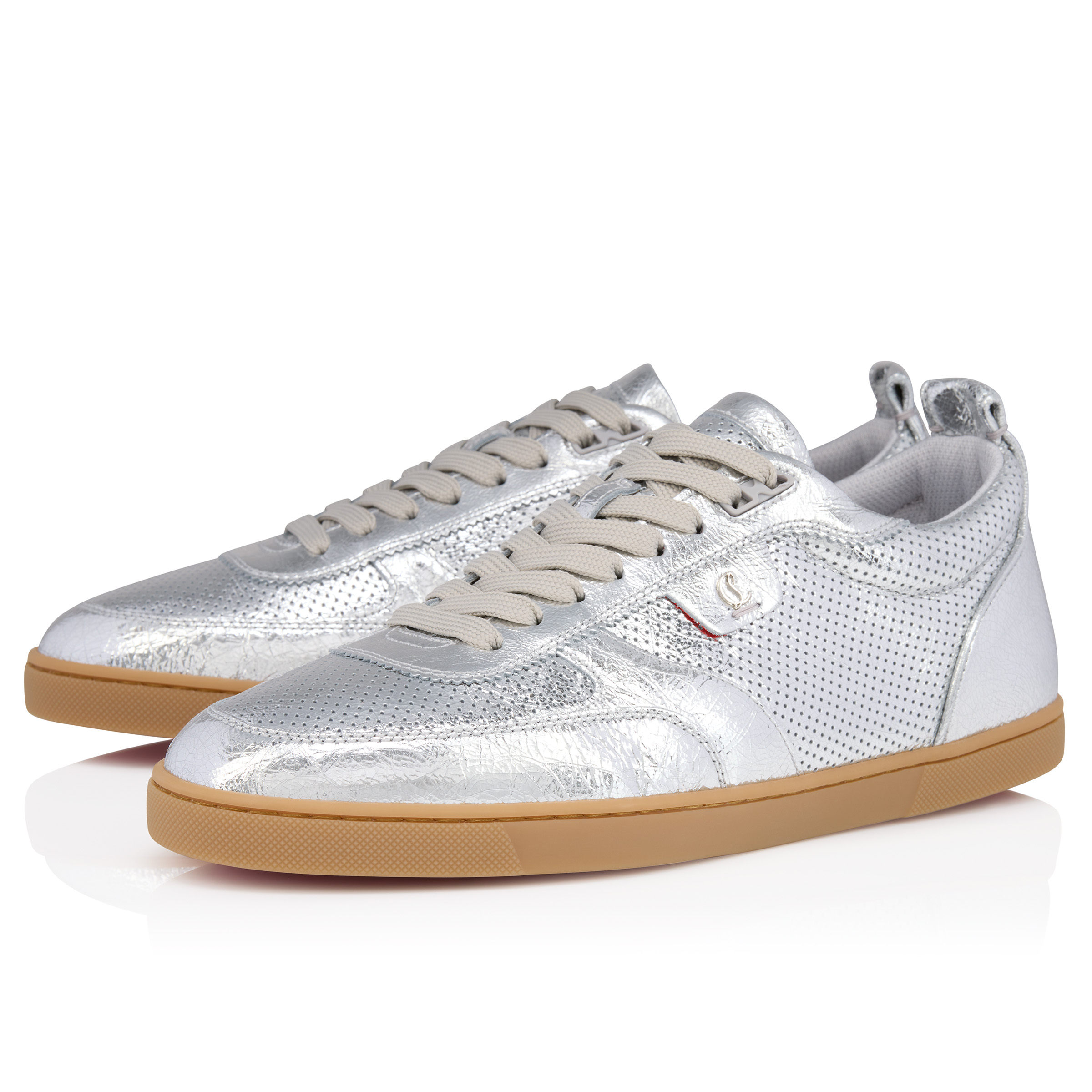 【Christian Louboutin】 Tutti Ruiレザートリムスニーカー Tutti Rui - Sneakers - Laminated calf leather - Silver - Men