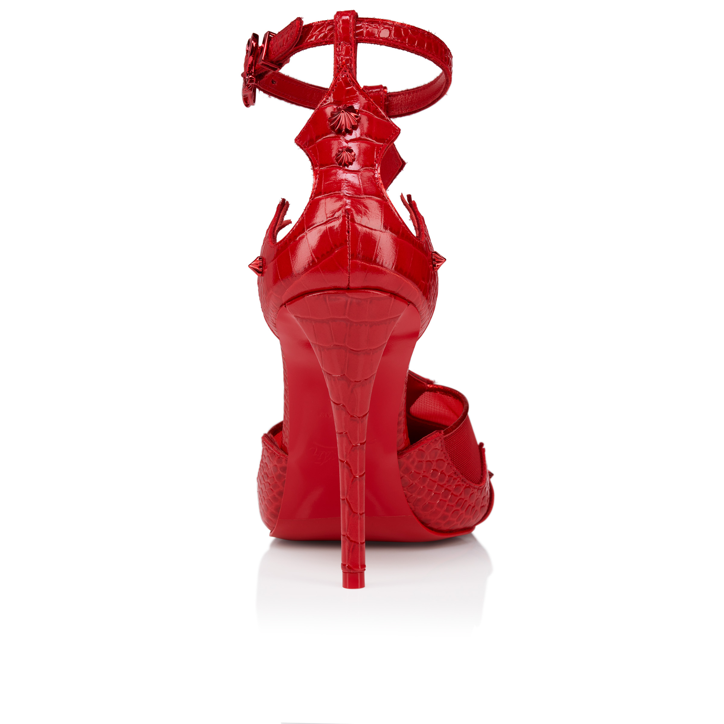 Teetiag - 100 mm Strappy pumps - Alligator embossed calf