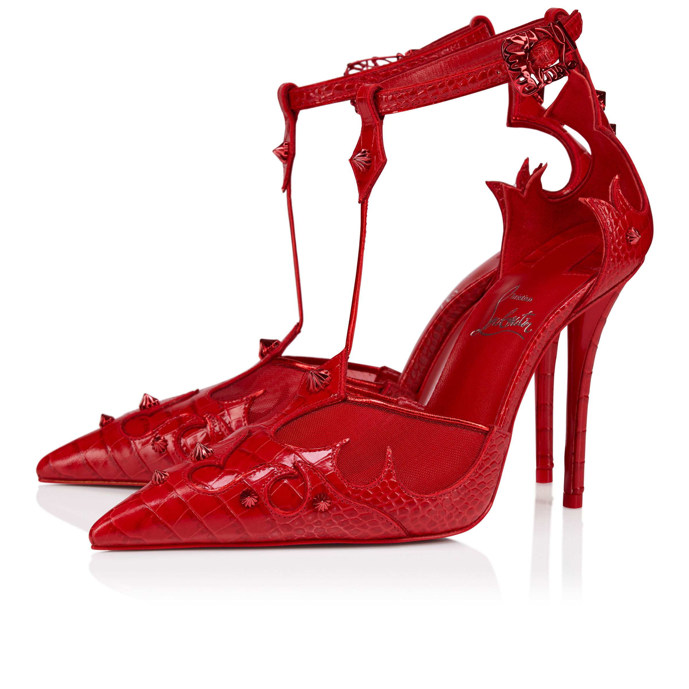 靴 Christian louboutin Teetiag - 100 mm Strappy pumps - Alligator embossed calf