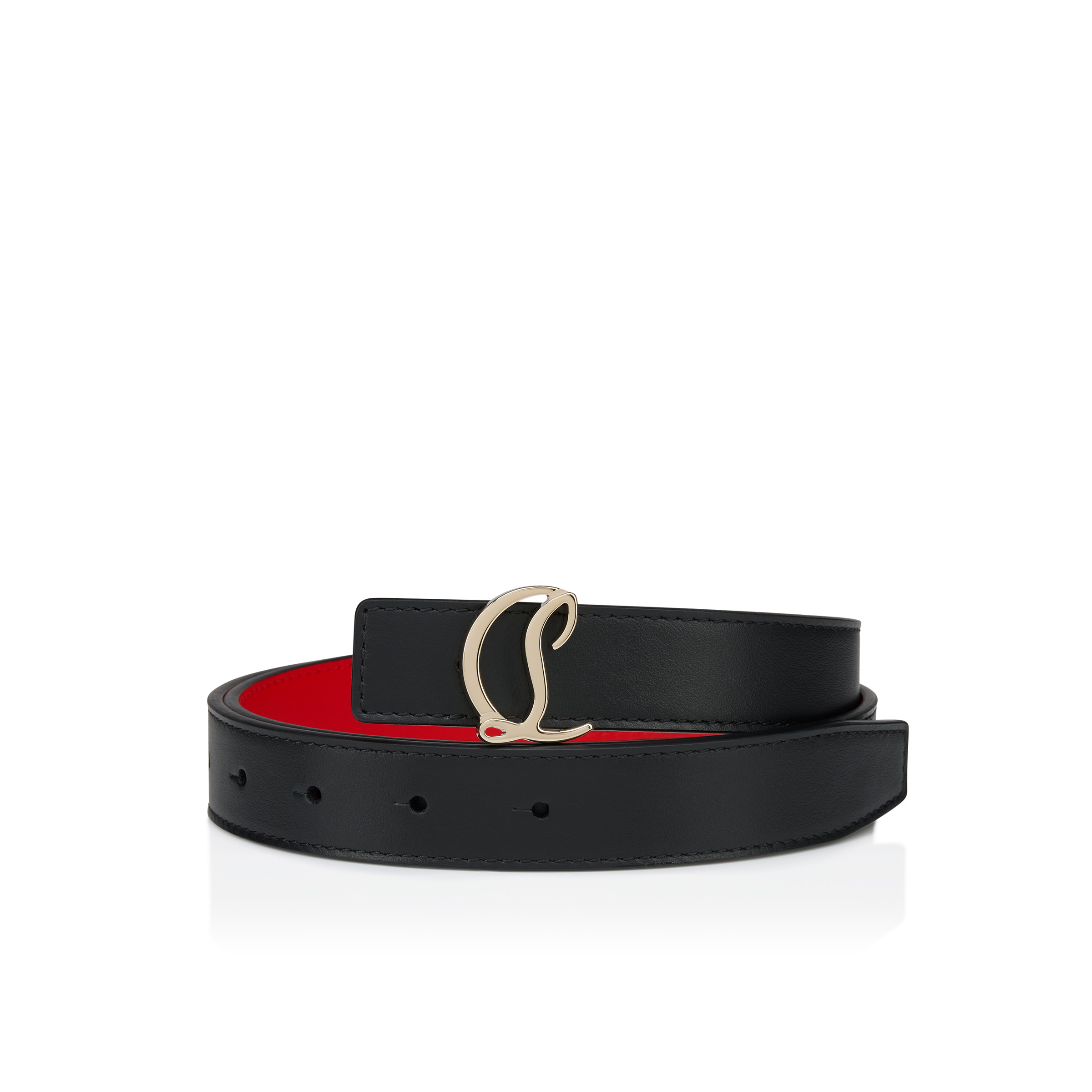25SS【ルブタン】Loubi54ベルト カーフレザー CLロゴ 幅2.5cm Loubi54 ブラック カーフレザー - Bags - Women - Christian