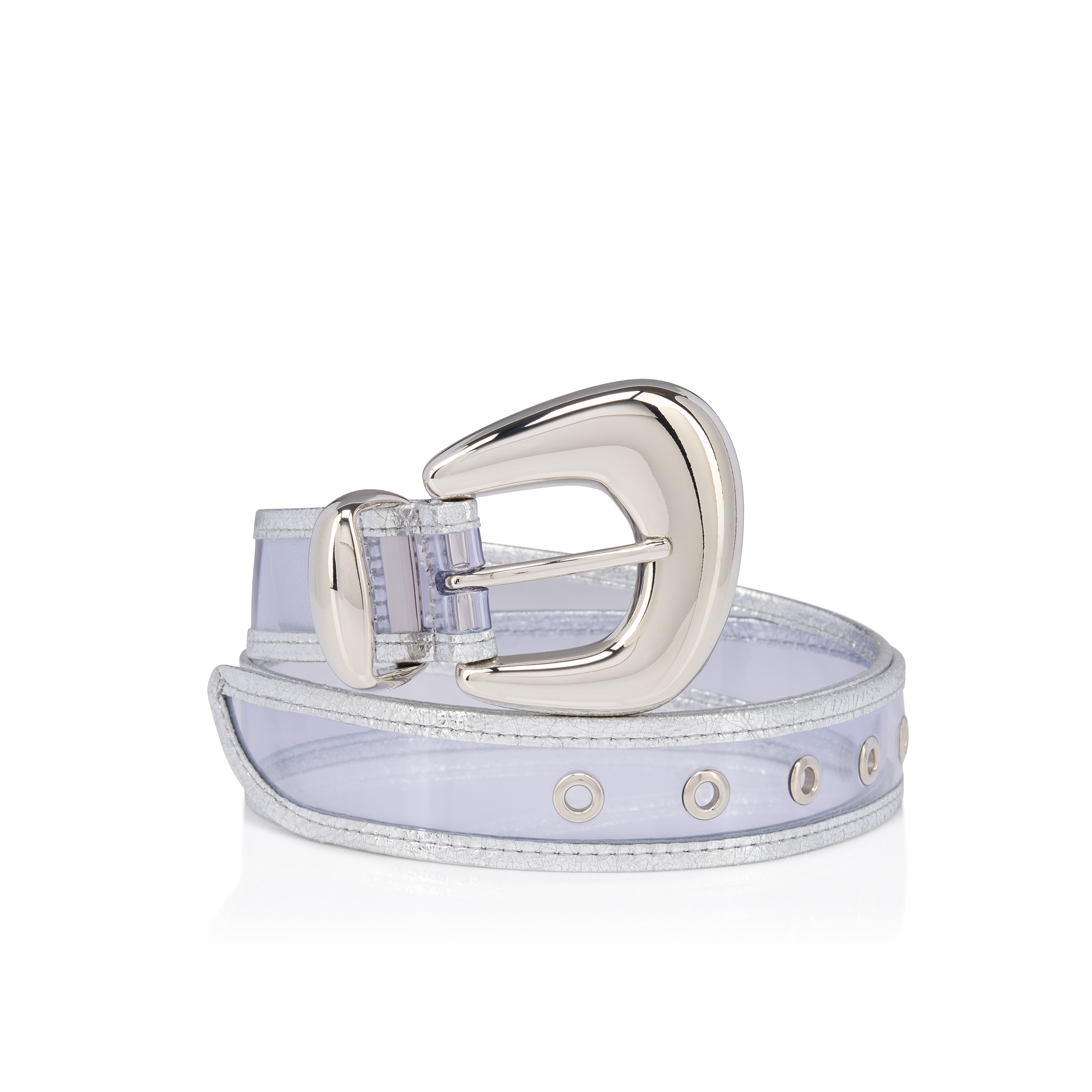 Bubble - Belt - PVC and laminated calf leather - Silver  display picture 1