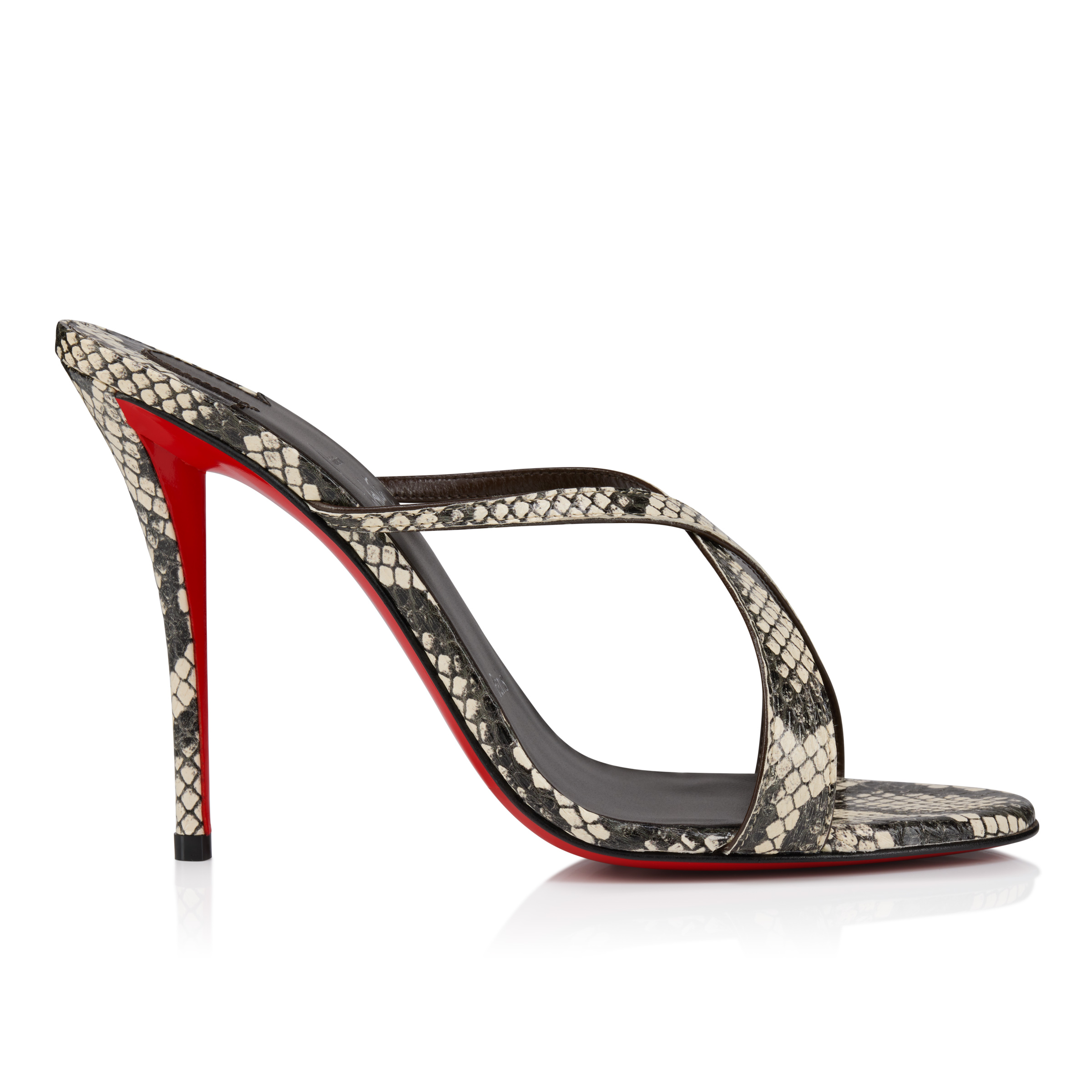 Mulazee Cross - 100 mm Mules - Watersnake leather - Roccia - Women