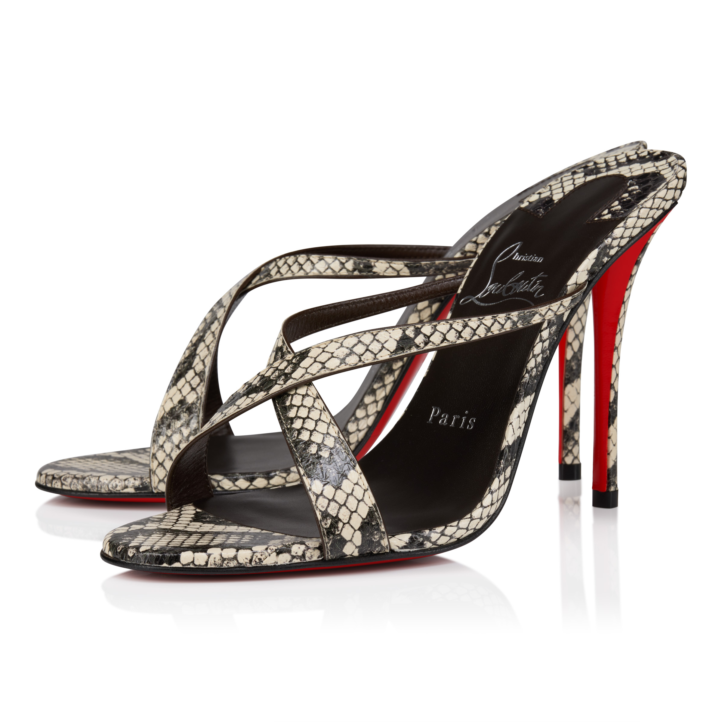 Mulazee Cross - 100 mm Mules - Watersnake leather - Roccia - Women