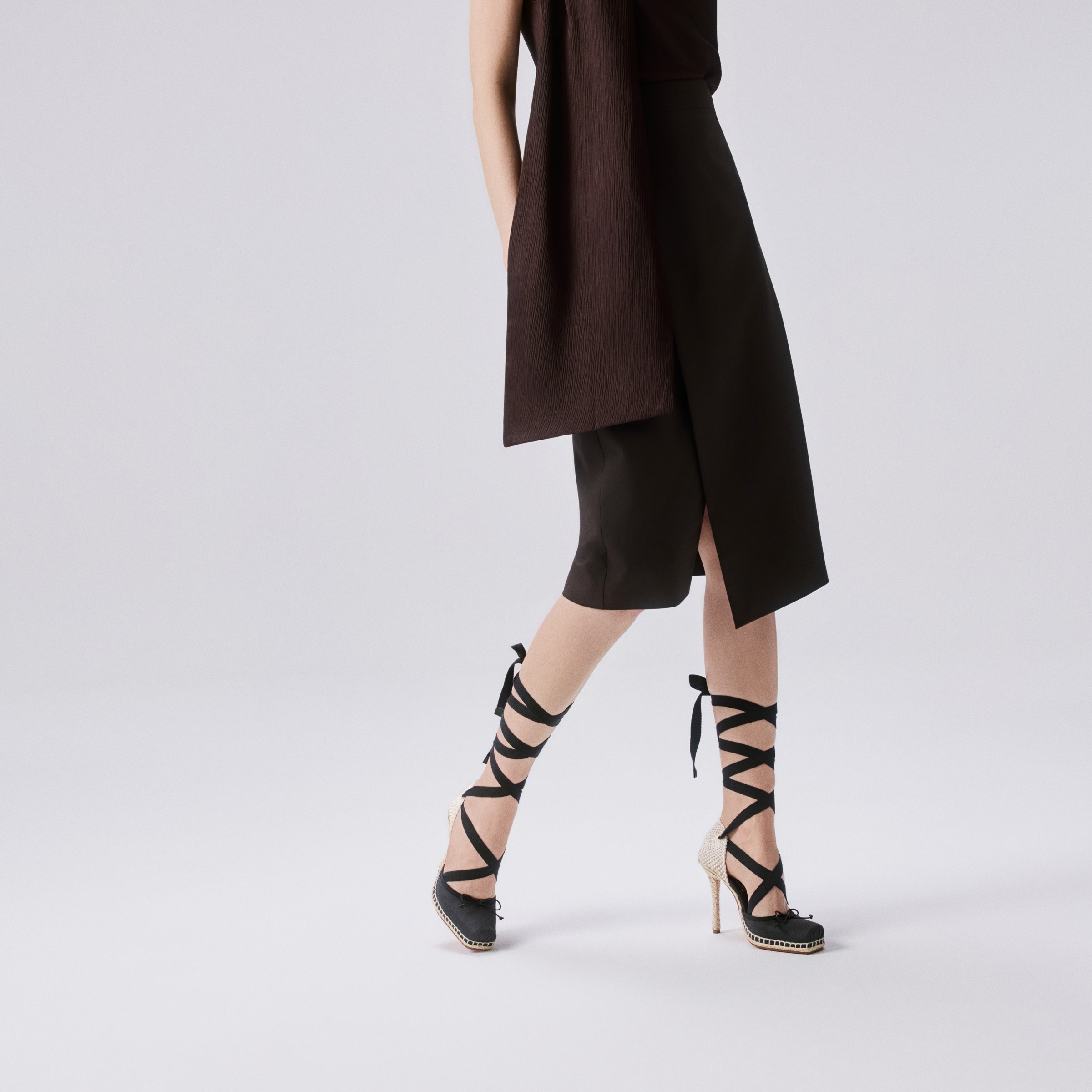 Cassiadrilla - 100 mm Espadrilles - Fabric and calf leather