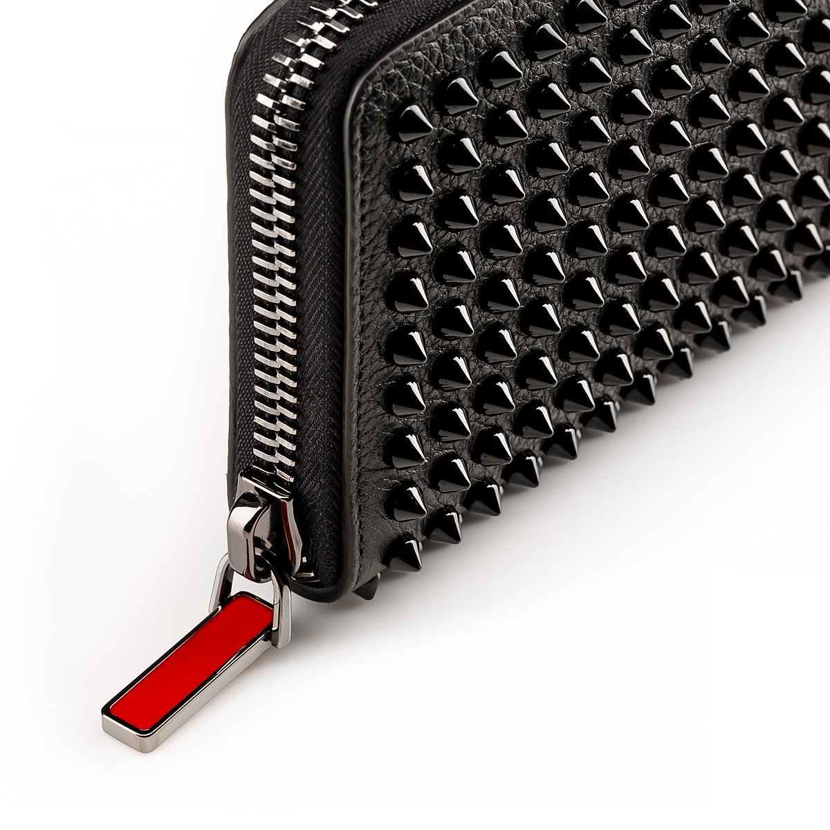 Christian Louboutin  Spiked Full-Grain Leather Zip-Around Wallet