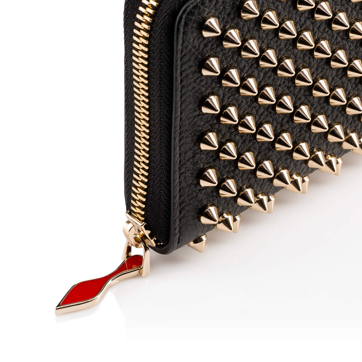 Panettone - Wallet - Calf leather and spikes - Black - Christian 