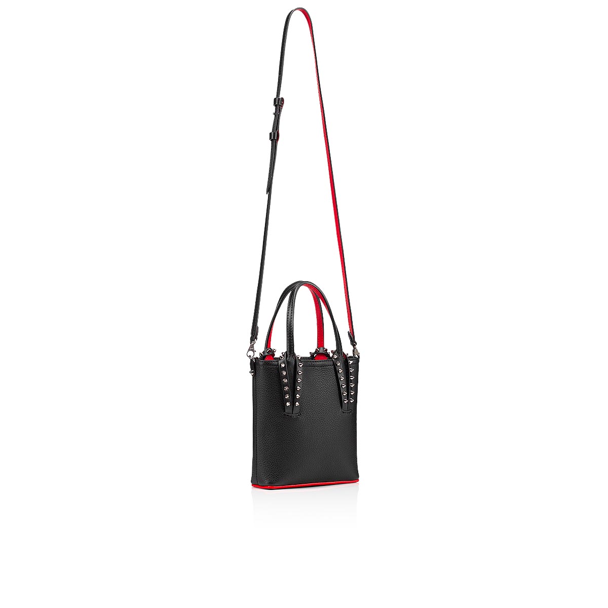 Cabata - Tote bag - Grained calf leather and spikes Couronnes Seville -  Black - Christian Louboutin