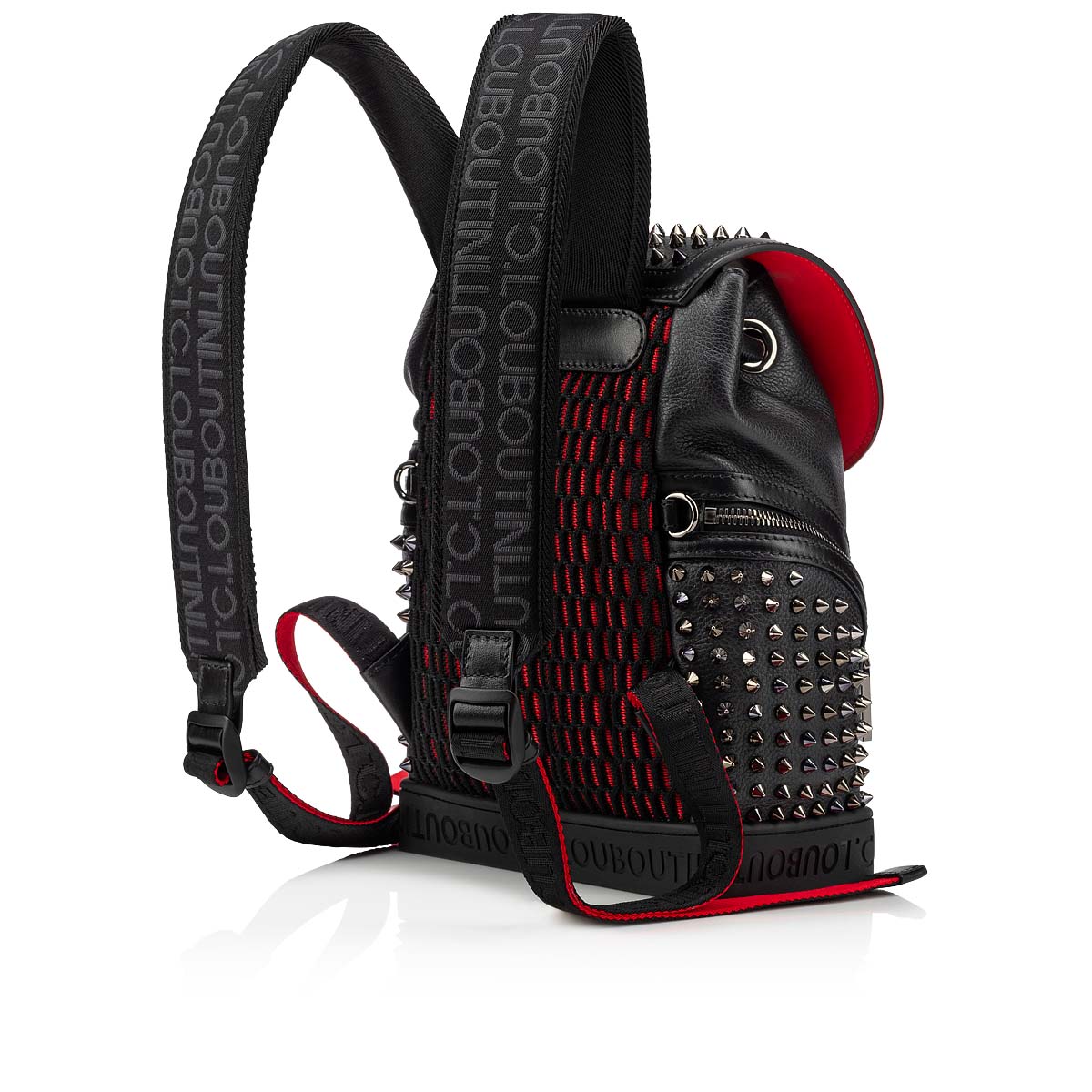 Explorafunk small - Backpack - Calf leather and spikes - Black 