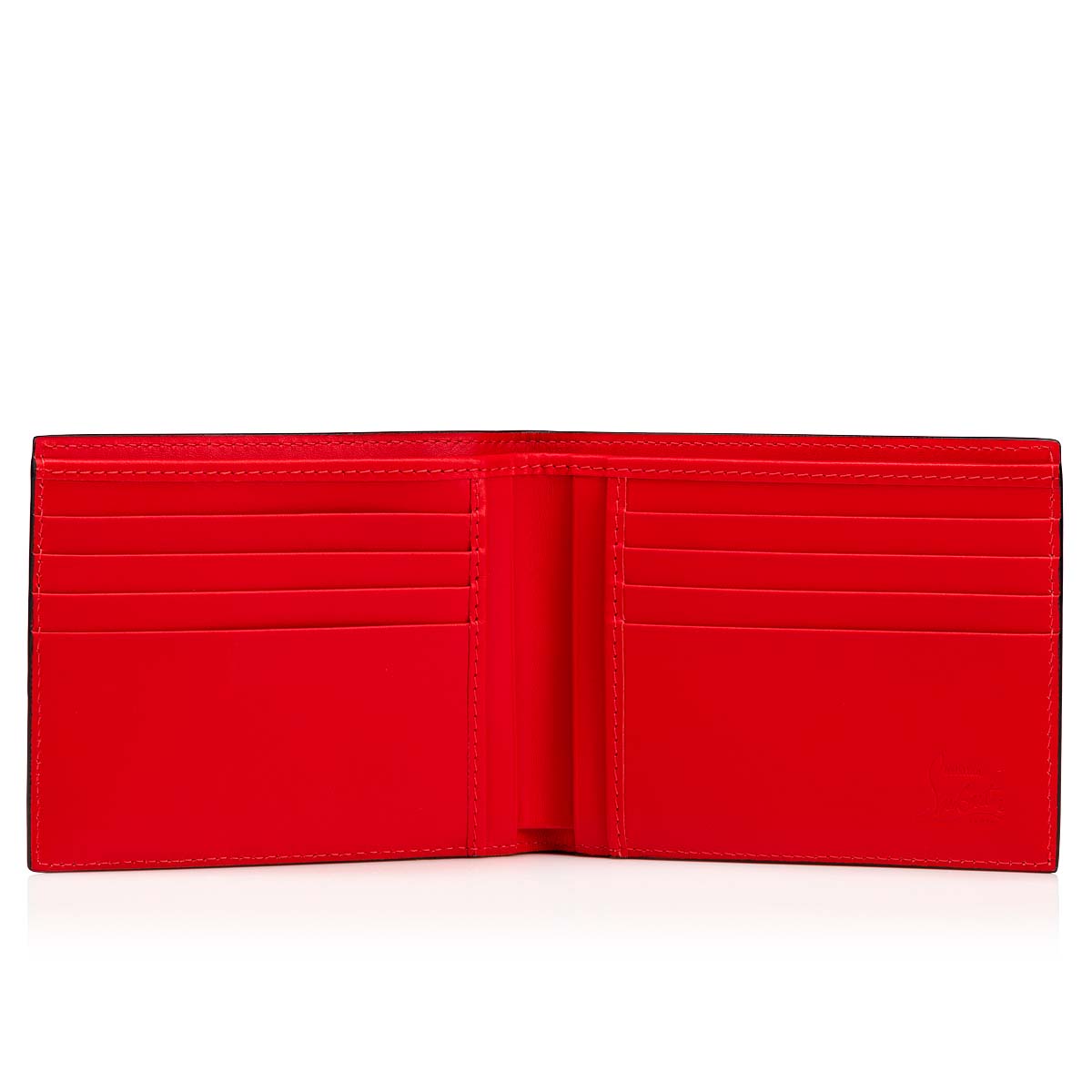 Men's Leather Wallet in Black & Red Boxcalf for 10 Credit Card by