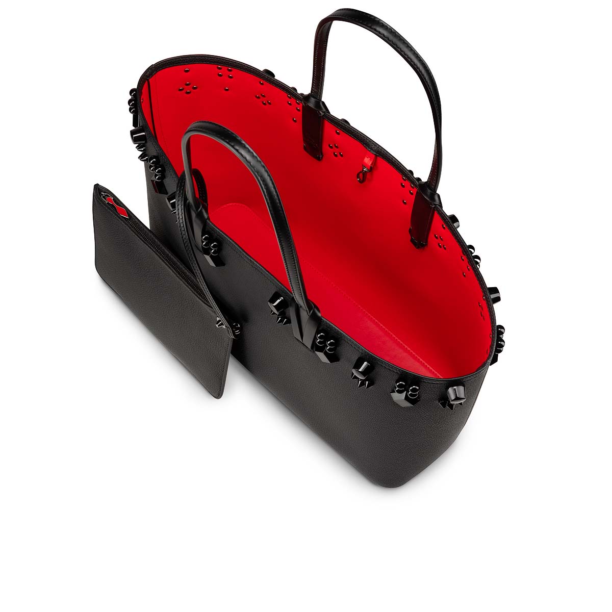Christian Louboutin Cabata Leather Tote Bag With Spikes And Print in Black