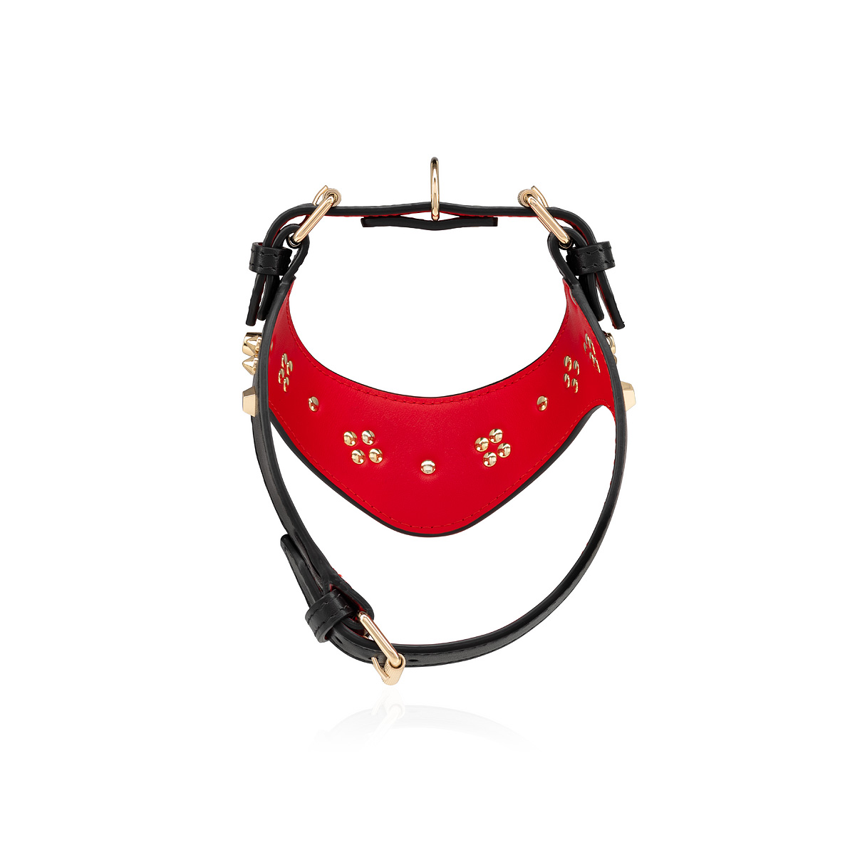 Christian Louboutin Loubicollar Spikes Calfskin Leather Extra Small Dog Collar Black/ Gold