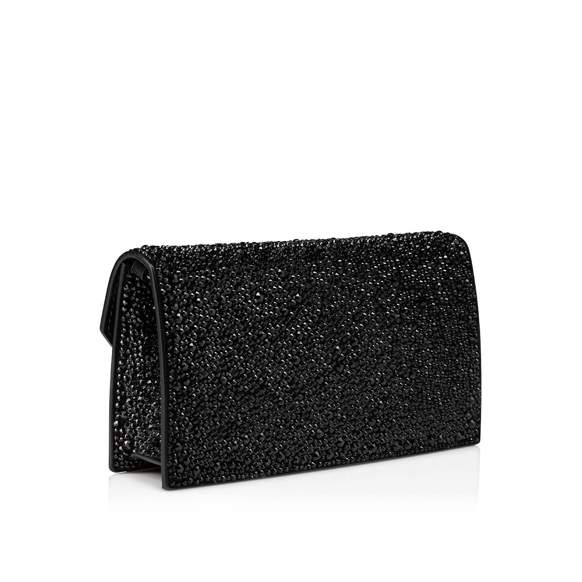 Loubi54 small - Clutch - Calf leather and strass - Black
