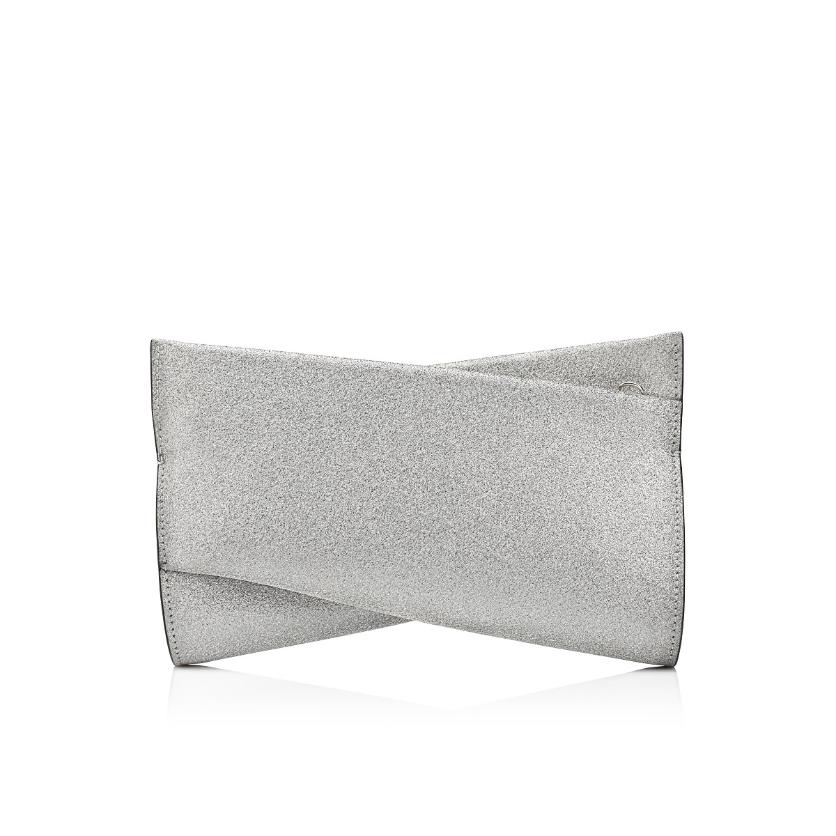 Christian Louboutin Loubila Metallic Leather Pouch Clutch Bag Silver