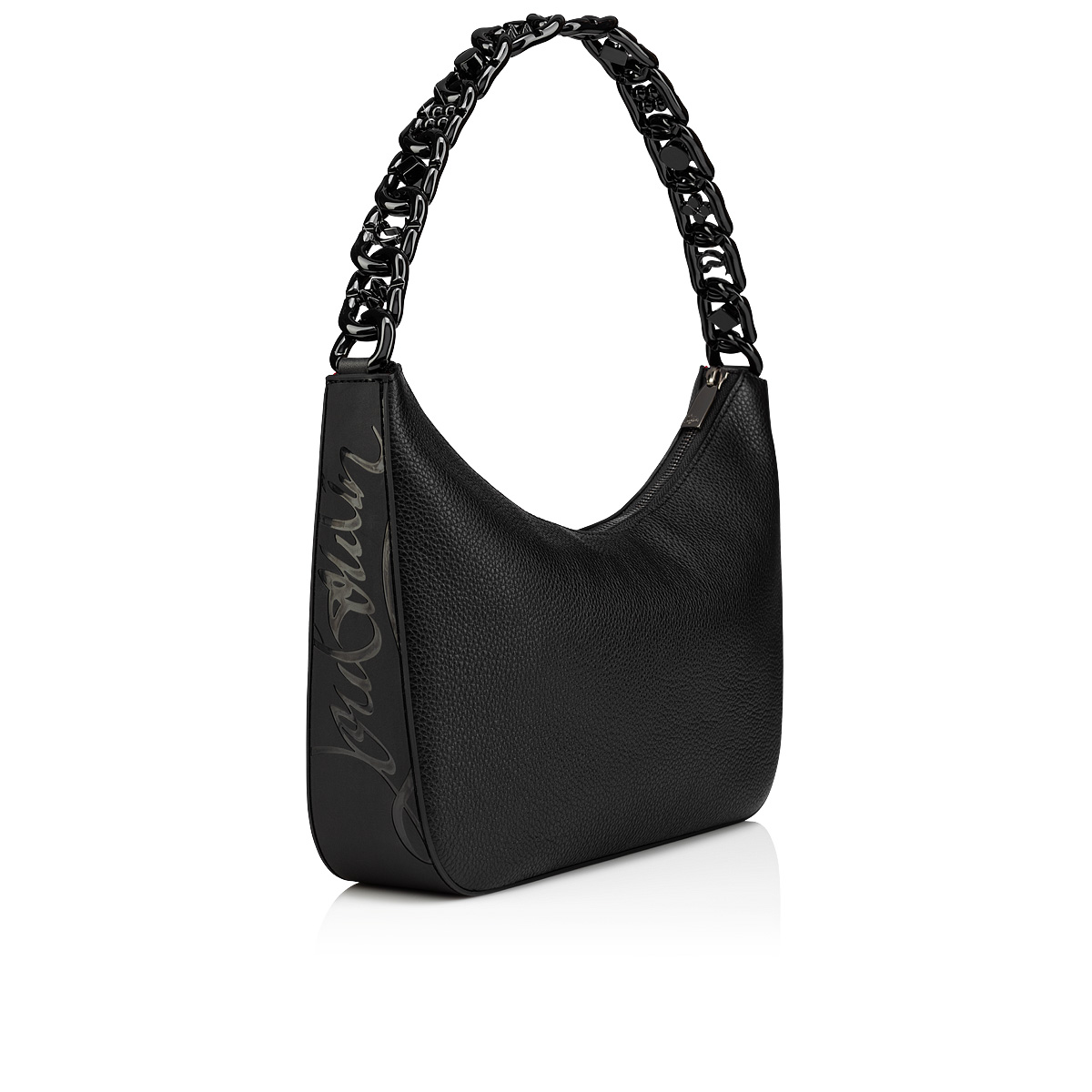 Loubila - Shoulder bag - Calf leather, rubber and spikes - Black - Christian  Louboutin